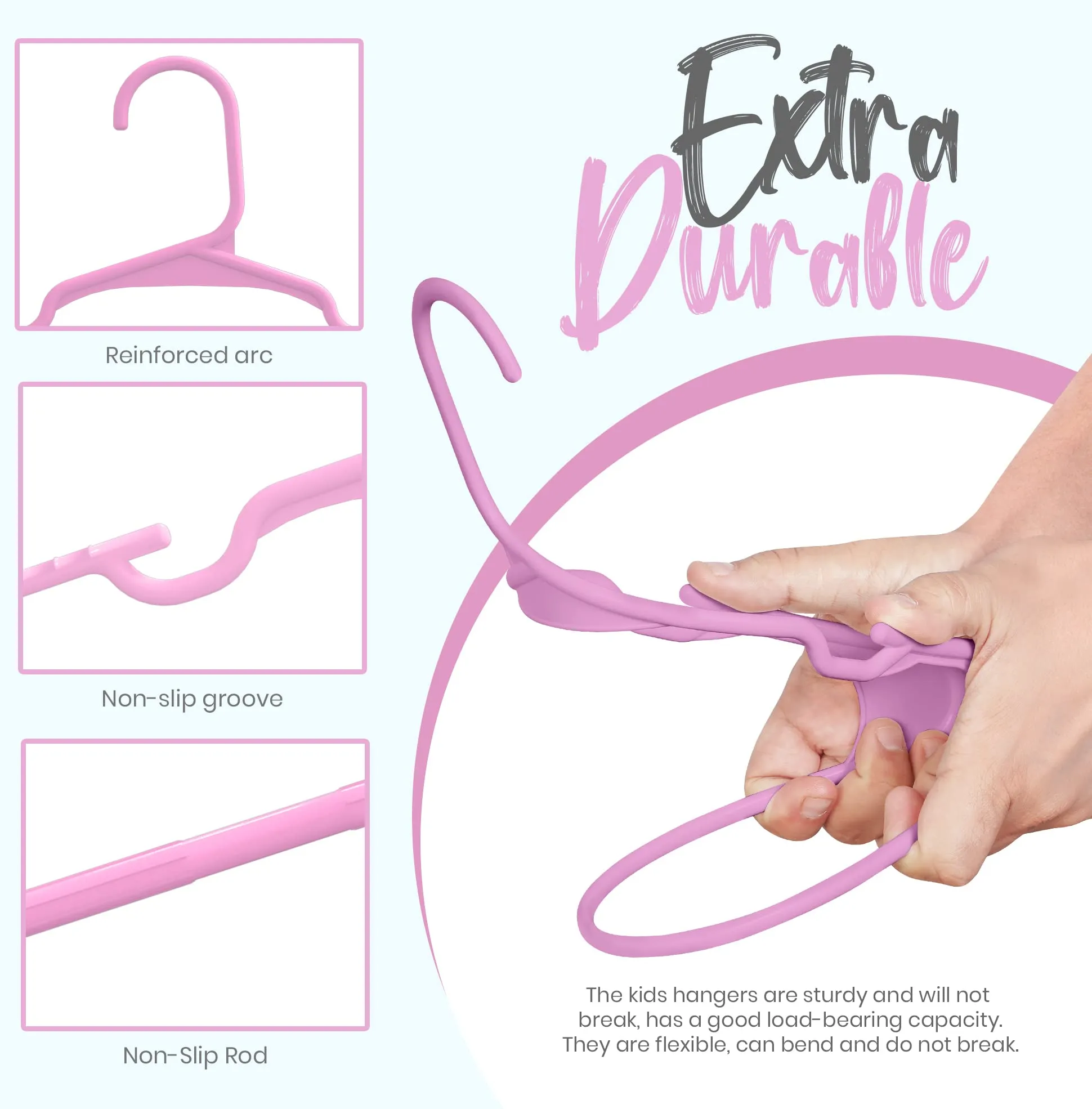 Utopia Home Grucce per bambini in plastica, 29 cm, confezione da 20 pezzi, rosa chiaro - immagine 4