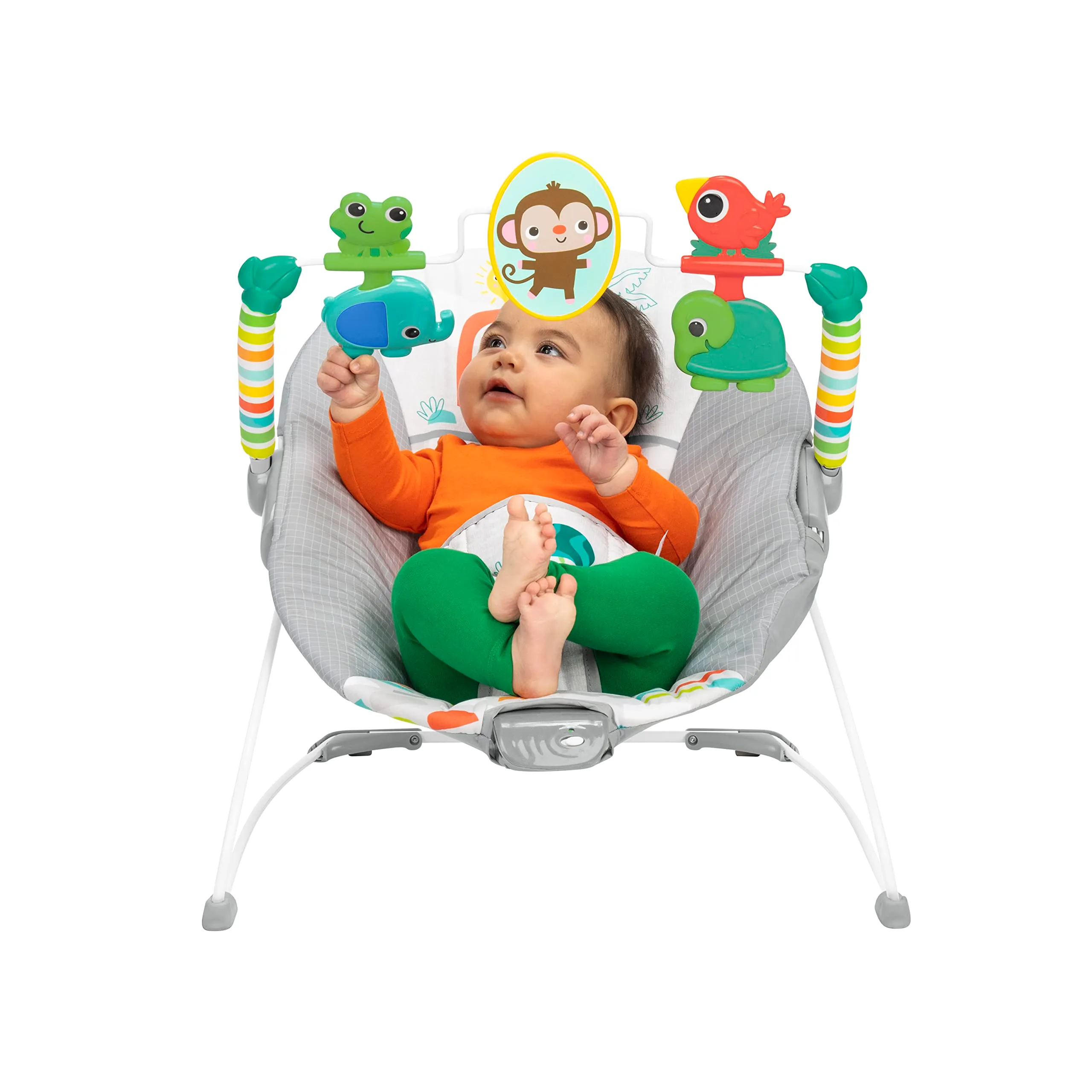 Bright Starts Comfy Baby Bouncer Seat with Vibration and Toys, Playful Paradise, 0-6 Months - immagine 3