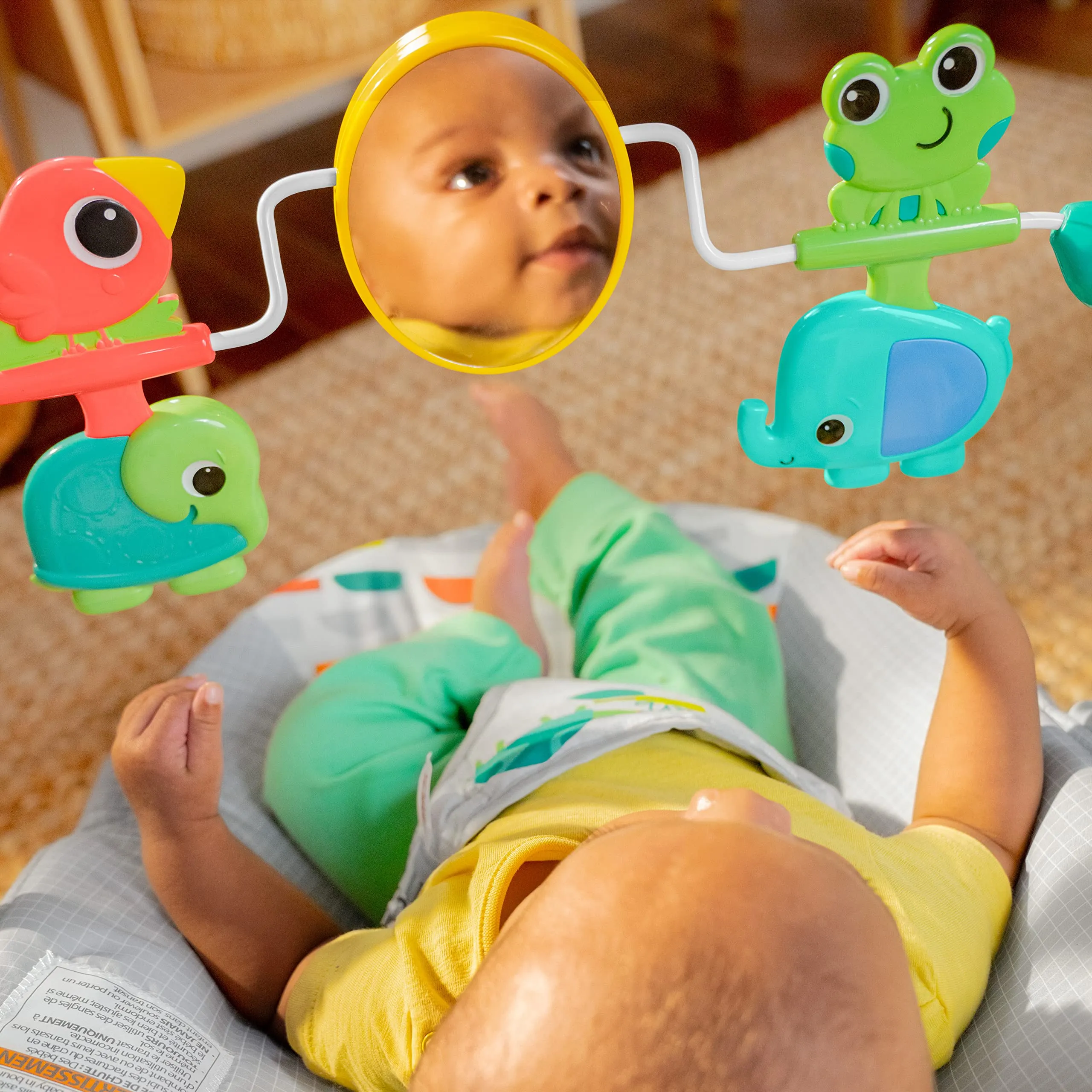 Bright Starts Comfy Baby Bouncer Seat with Vibration and Toys, Playful Paradise, 0-6 Months - immagine 9