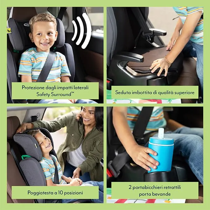 Graco Junior Maxi i-Size R129 Seggiolino Rialzo, Nero - immagine 3