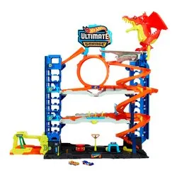 Hot Wheels City Garage delle Acrobazie Set Pista e 2 Veicoli Die-Cast HKX48 - immagine 1