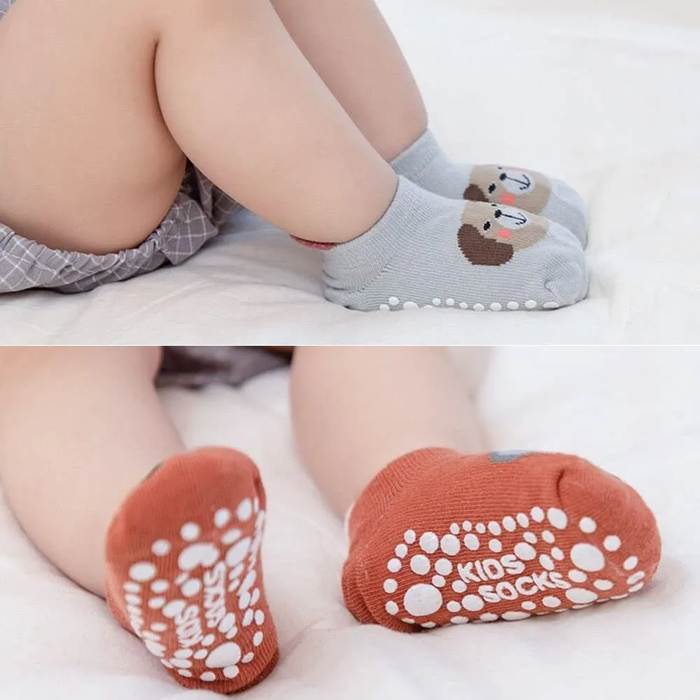 FedMois Calzini Antiscivolo in Cotone per Bambini con Motivi Animali, 6 Paia, Multicolore, 3-5 anni - immagine 6