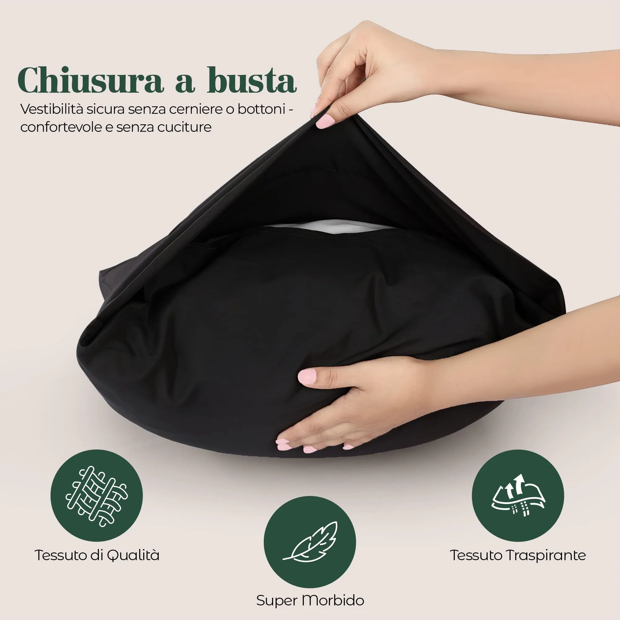 Utopia Bedding Set di 4 Federe Copricuscino, 30 x 50 cm, Nero - immagine 3
