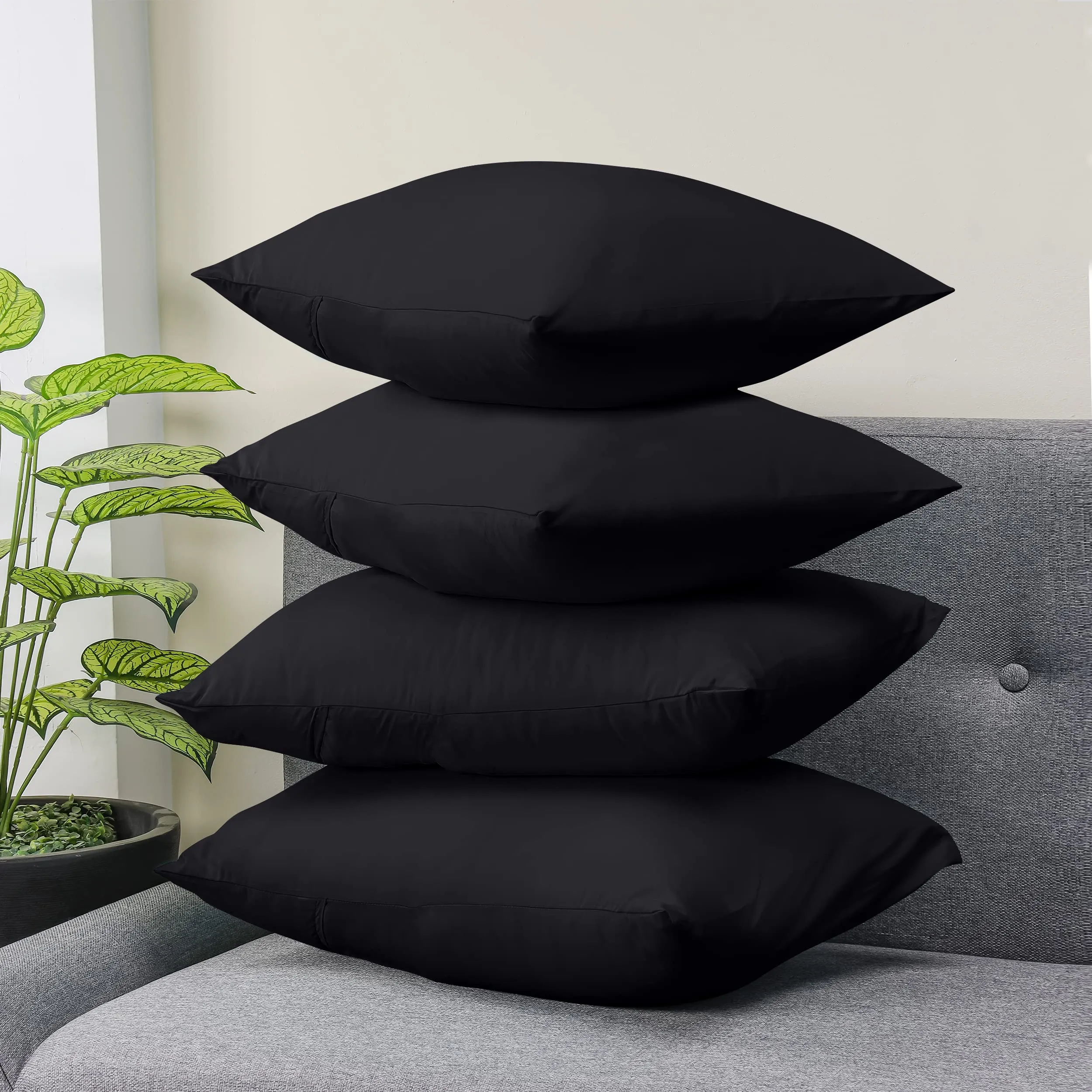 Utopia Bedding Set di 4 Federe Copricuscino, 30 x 50 cm, Nero - immagine 8