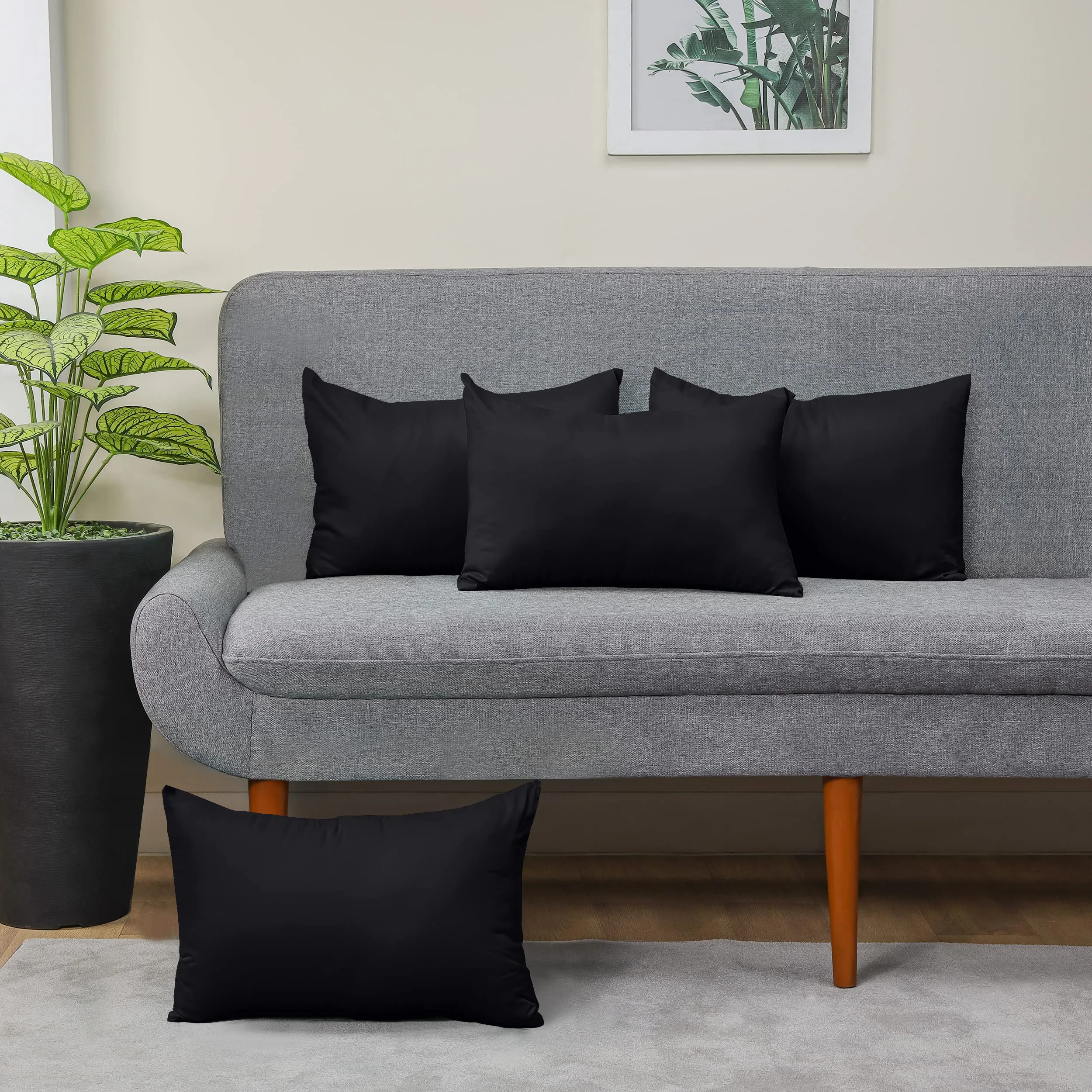Utopia Bedding Set di 4 Federe Copricuscino, 30 x 50 cm, Nero - immagine 9