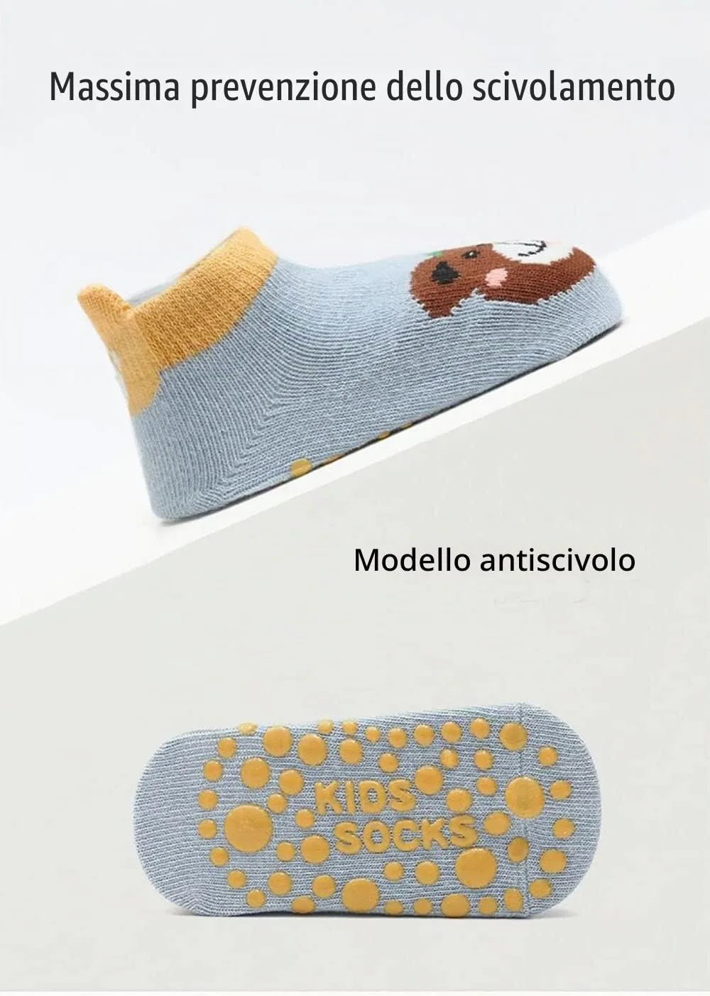 FedMois Calzini Antiscivolo in Cotone per Bambini, Motivi Animali Panda, 6 Paia, 3-5 Anni - immagine 3