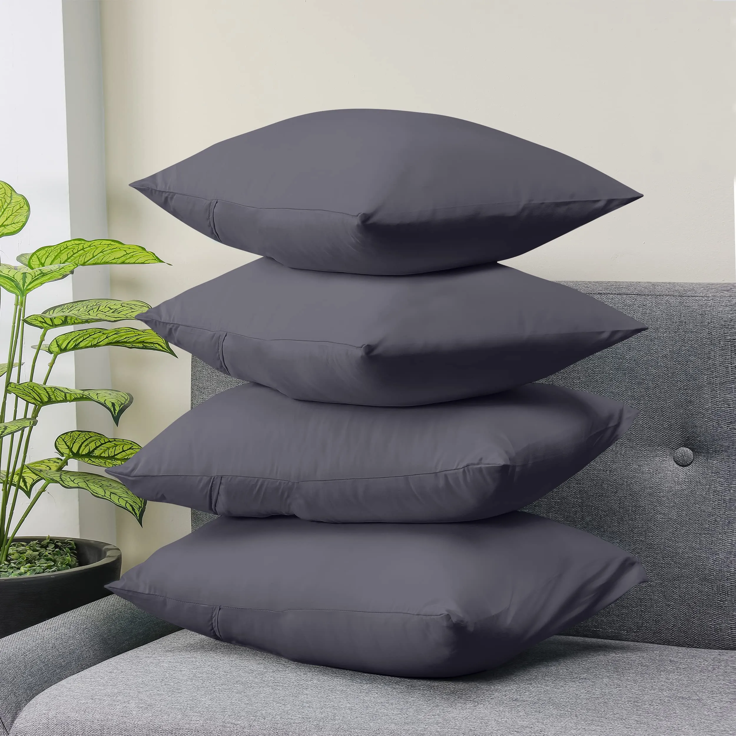 Utopia Bedding Set di 4 Federe Cuscino, 40 x 60 cm, Grigio - immagine 8