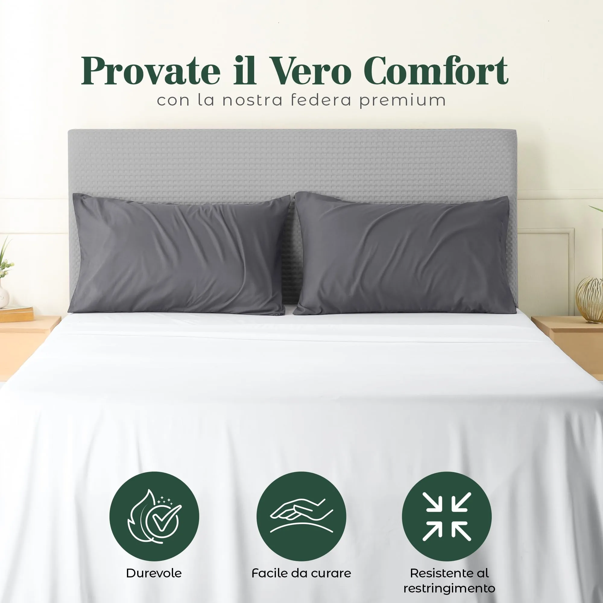 Utopia Bedding Set di 4 Copricuscino, 40 x 80 cm, Grigio - immagine 5