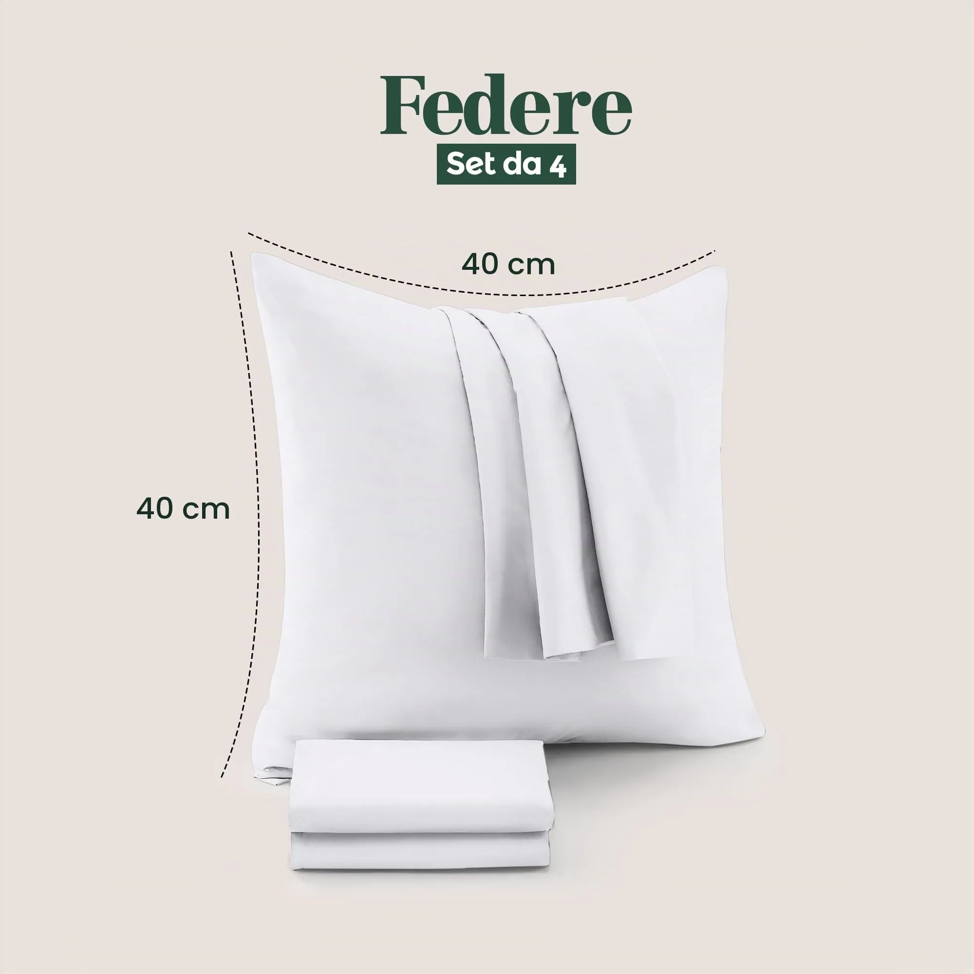 Utopia Bedding Set di 4 Copricuscino, 40 x 40 cm, Bianco - immagine 2