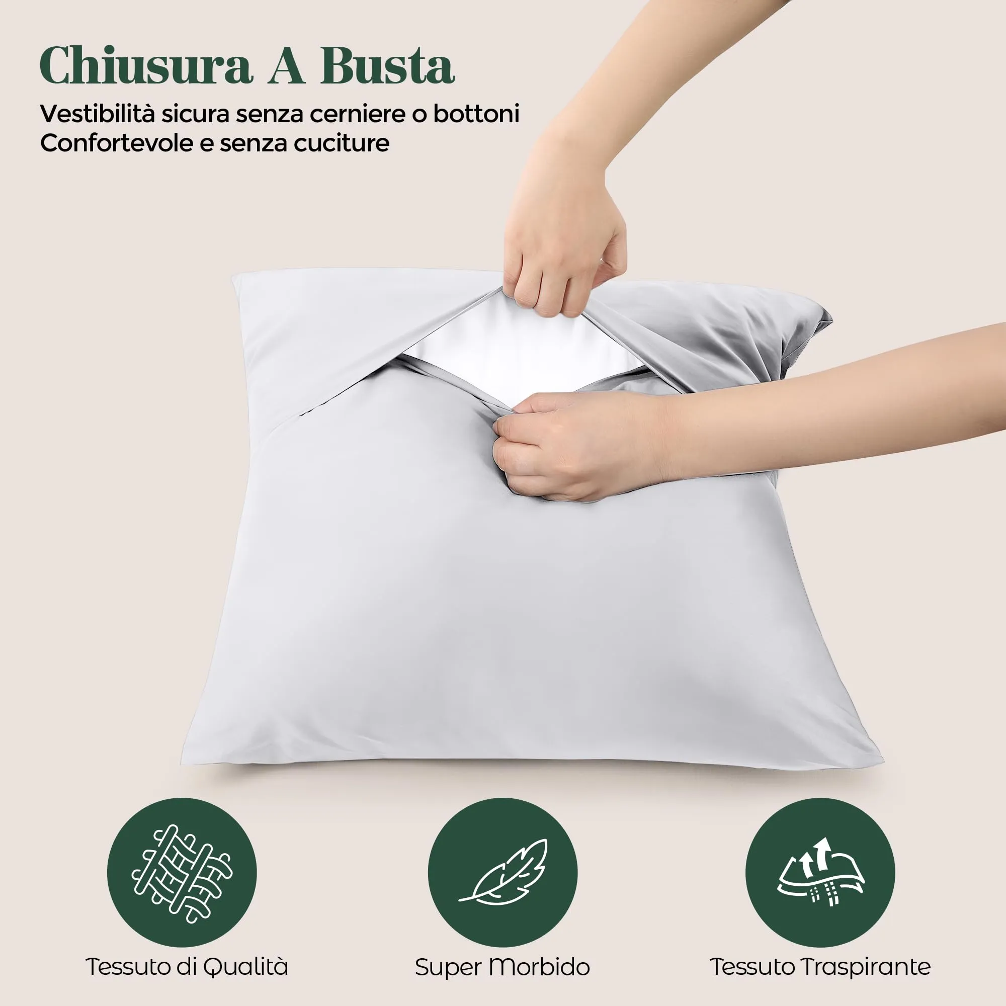 Utopia Bedding Set di 4 Copricuscino, 40 x 40 cm, Bianco - immagine 3