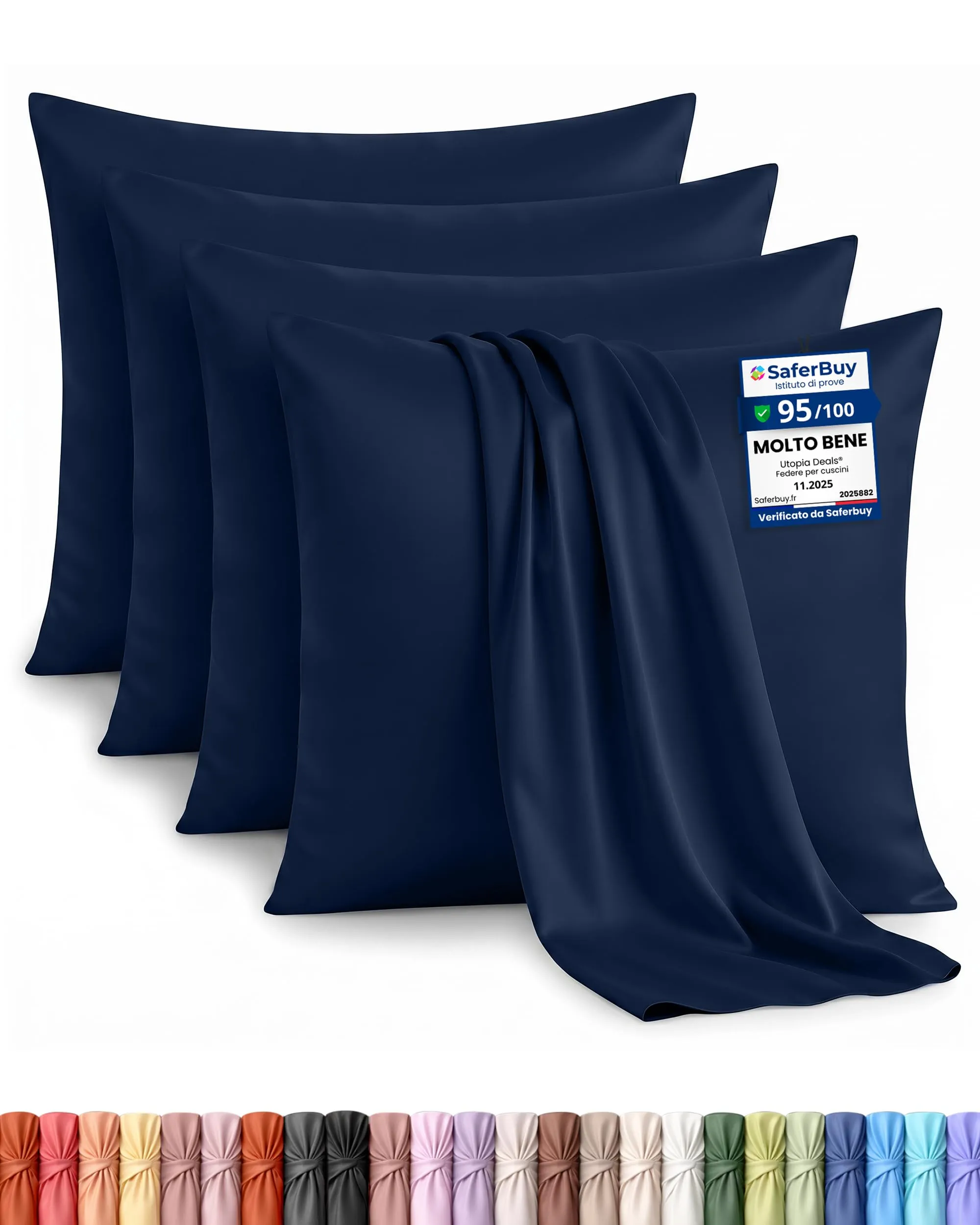 Utopia Bedding Set di 4 Copricuscino, 65 x 65 cm, Blu Navy - immagine 1