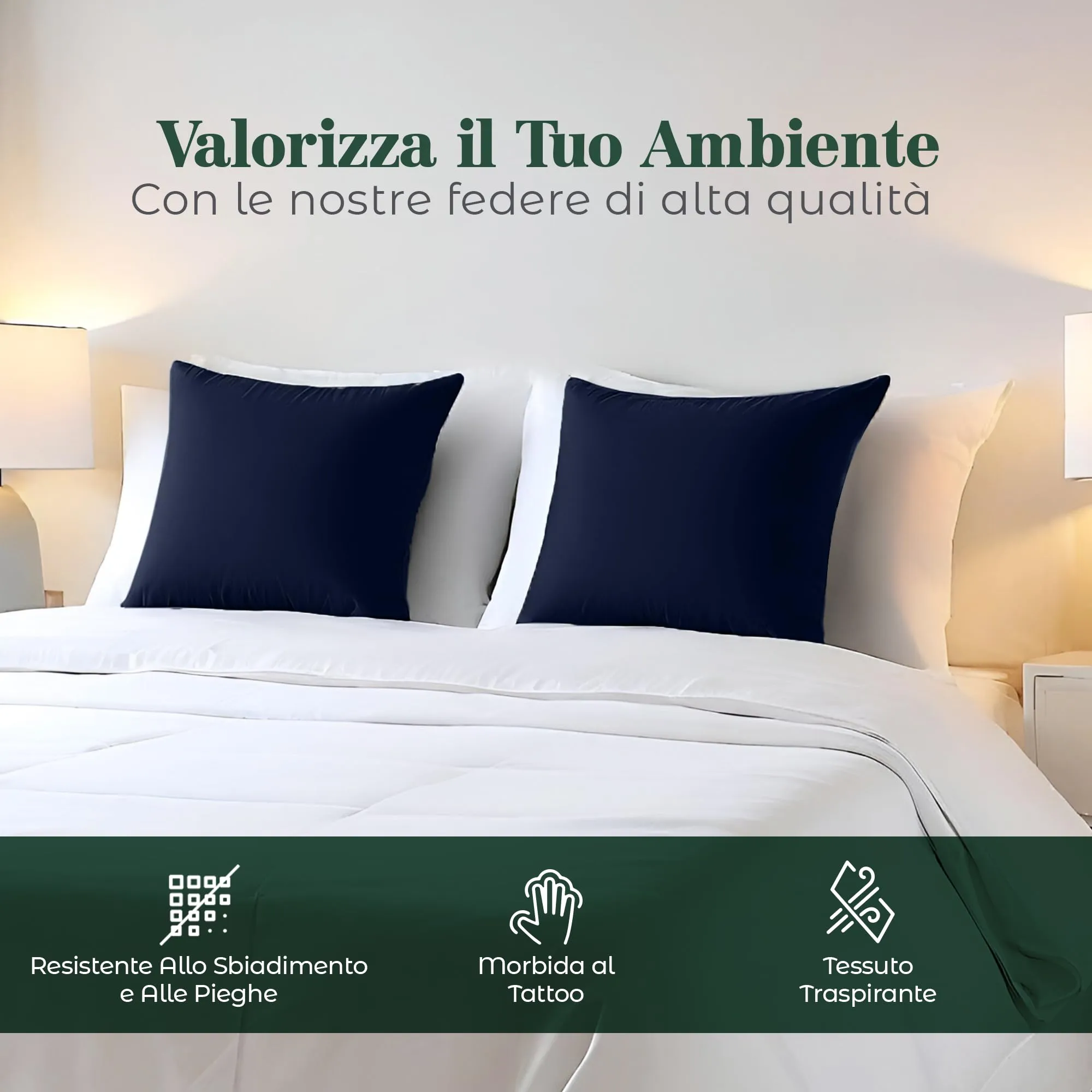 Utopia Bedding Set di 4 Copricuscino, 65 x 65 cm, Blu Navy - immagine 7
