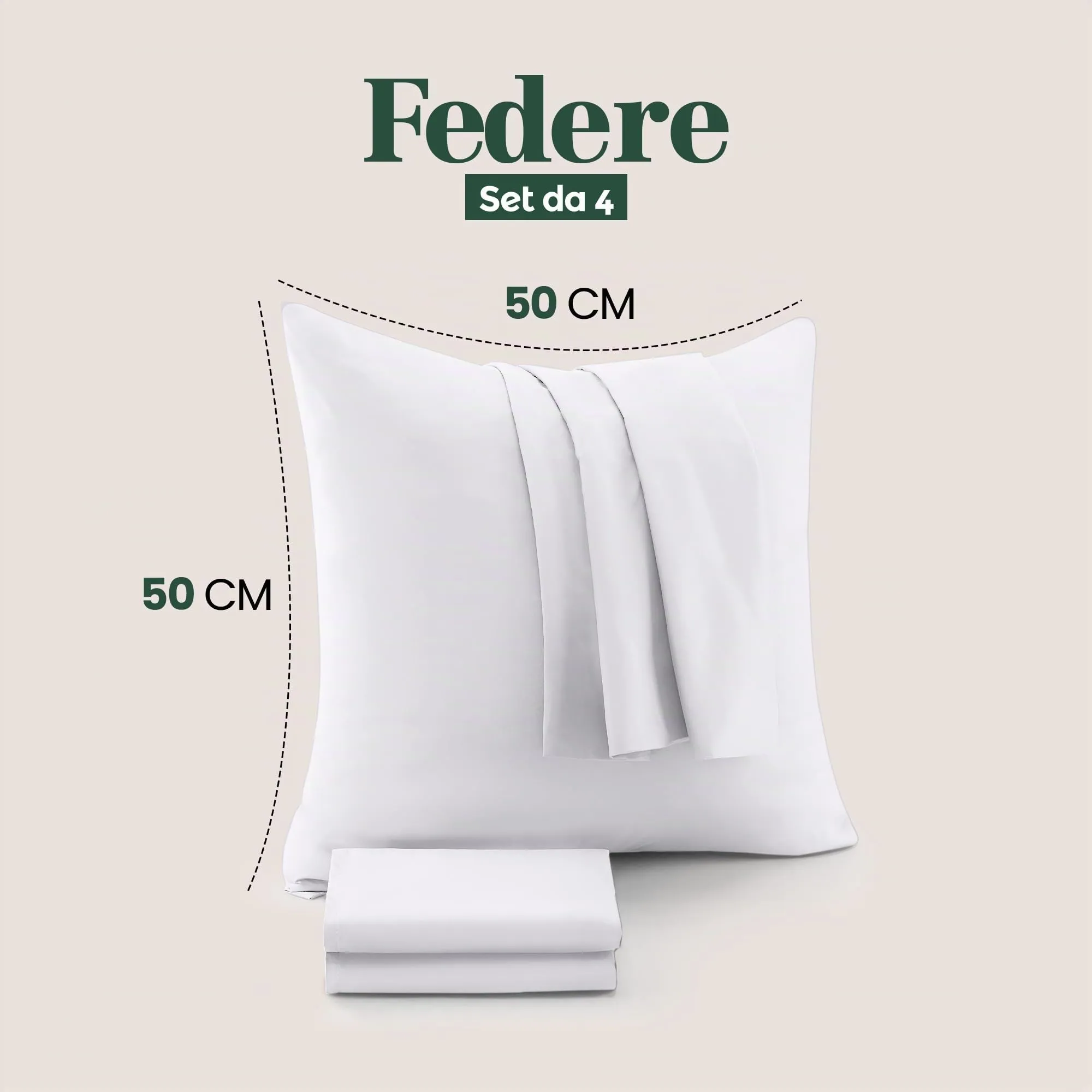 Utopia Bedding Set di 4 Copricuscino, 50 x 50 cm, Bianco - immagine 2