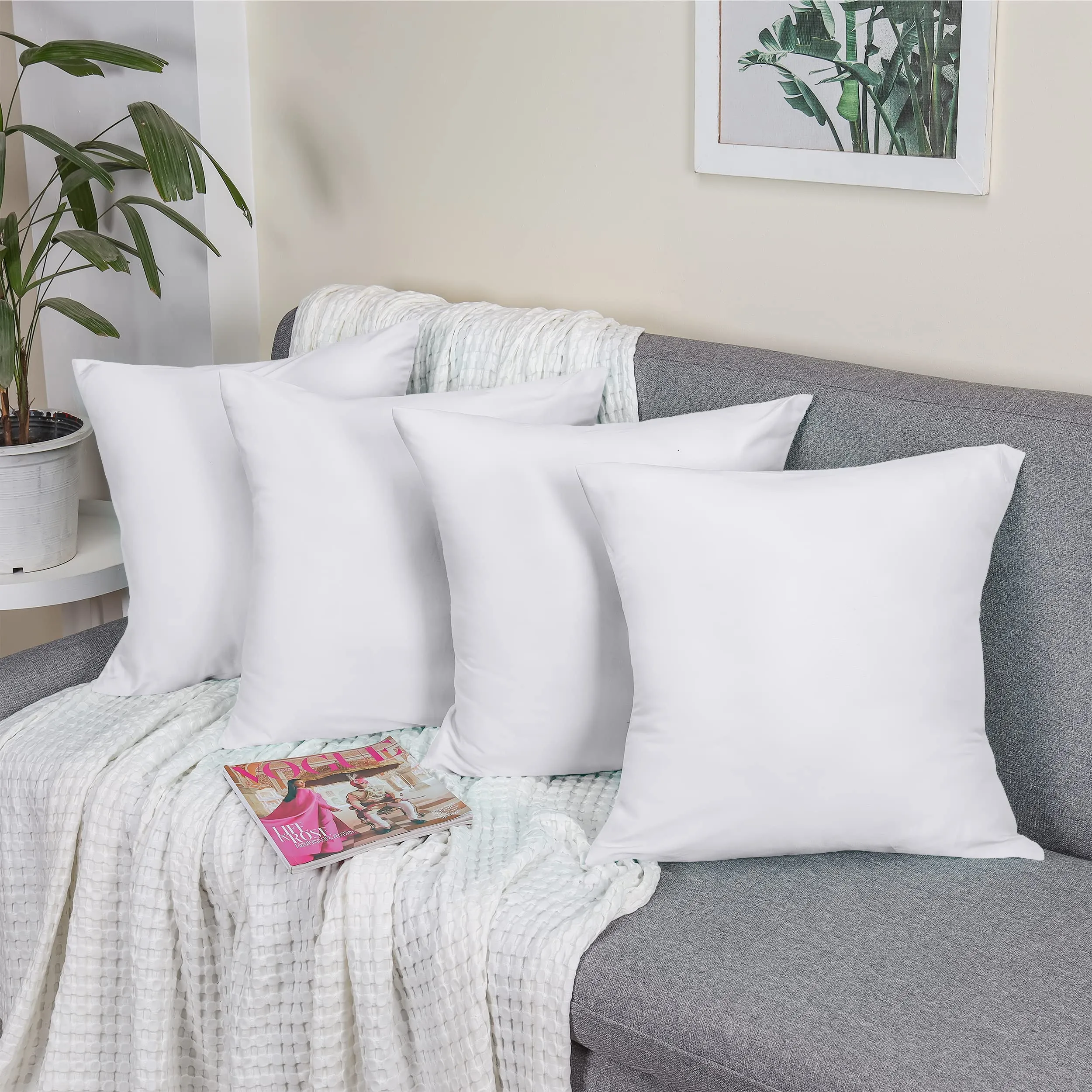 Utopia Bedding Set di 4 Copricuscino, 50 x 50 cm, Bianco - immagine 9