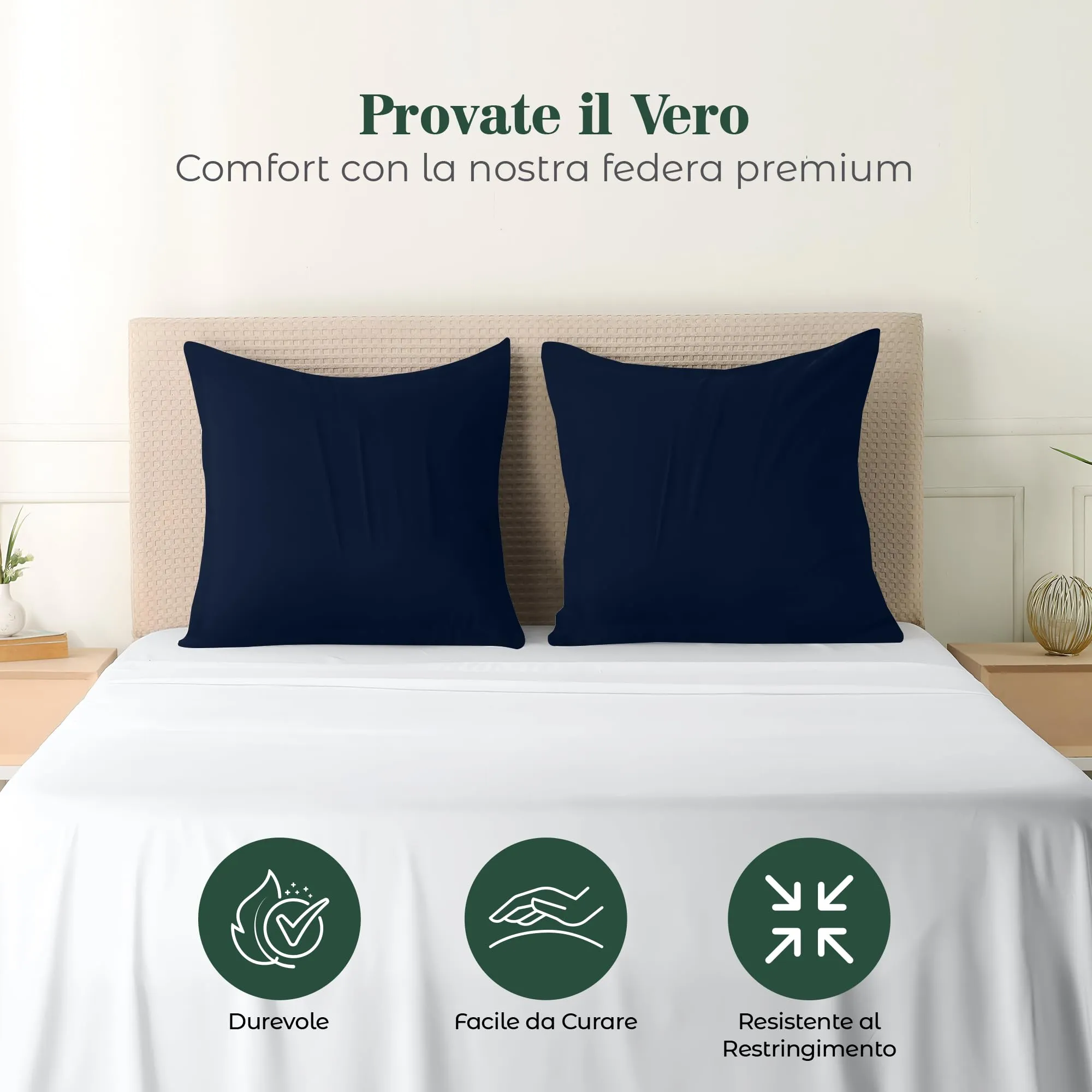 Utopia Bedding Set di 4 Copricuscino, 60 x 60 cm, Blu Navy - immagine 5
