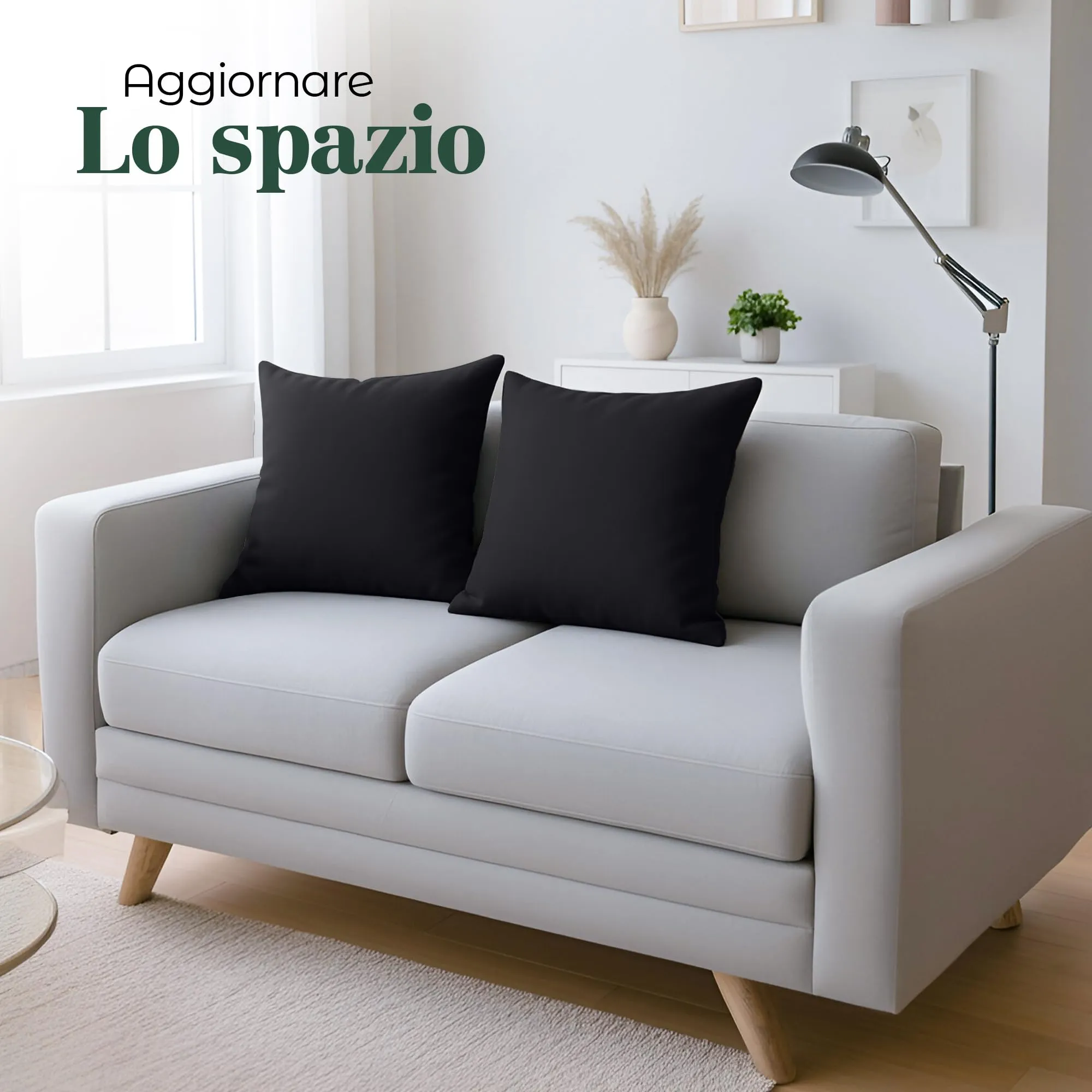 Utopia Bedding Set di 4 Copricuscino, 80 x 80 cm, Nero - immagine 4