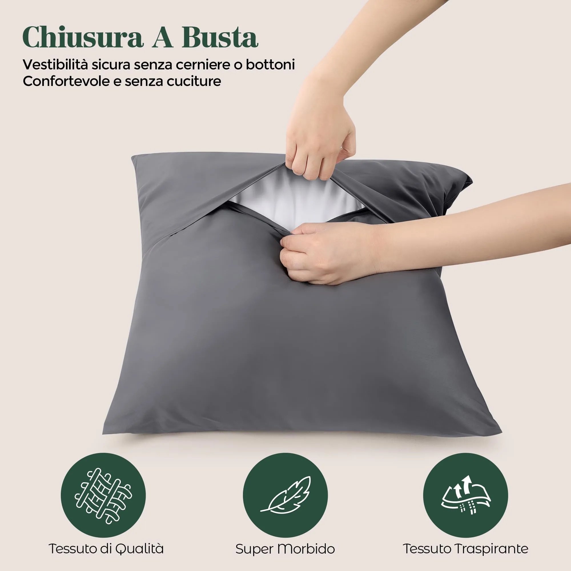 Utopia Bedding Set di 4 Copricuscino, 50 x 50 cm, Grigio - immagine 3