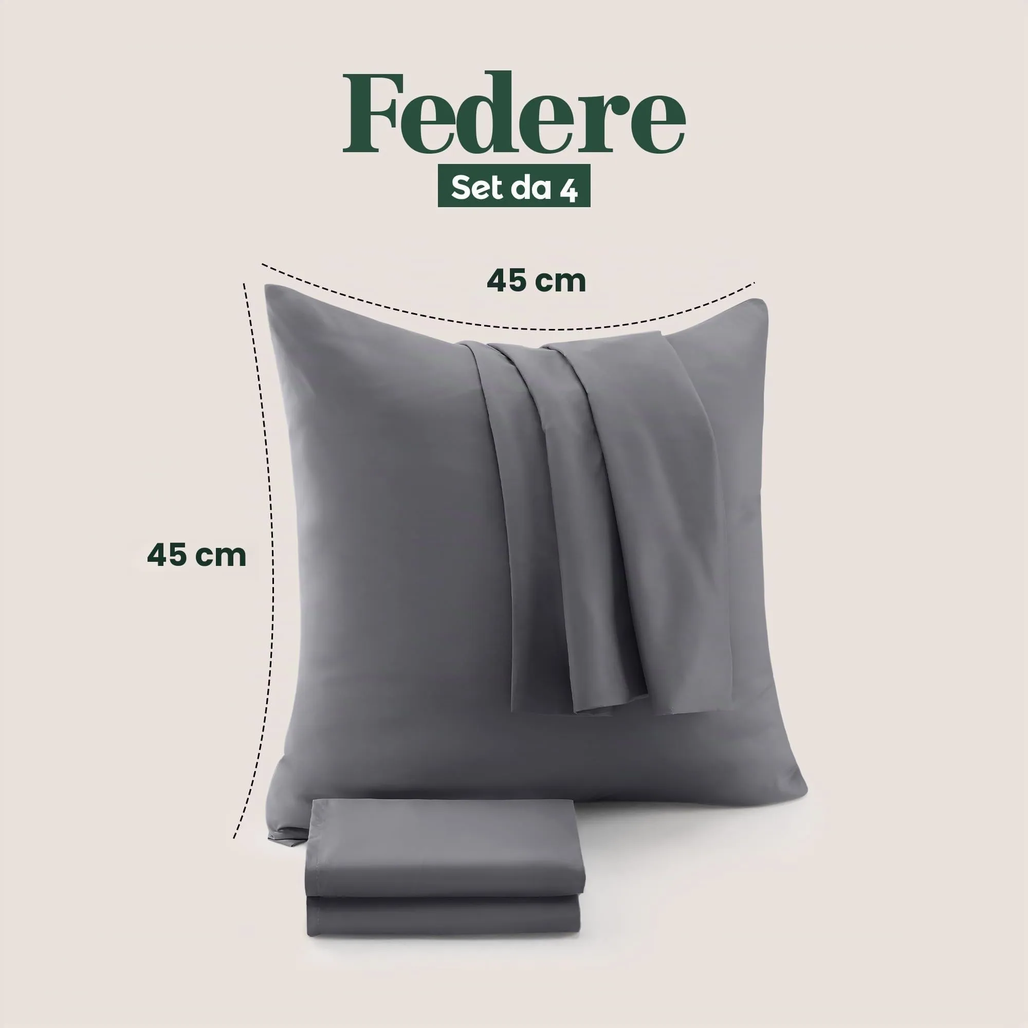Utopia Bedding Set di 4 Copricuscino, 45 x 45 cm, Grigio - immagine 2