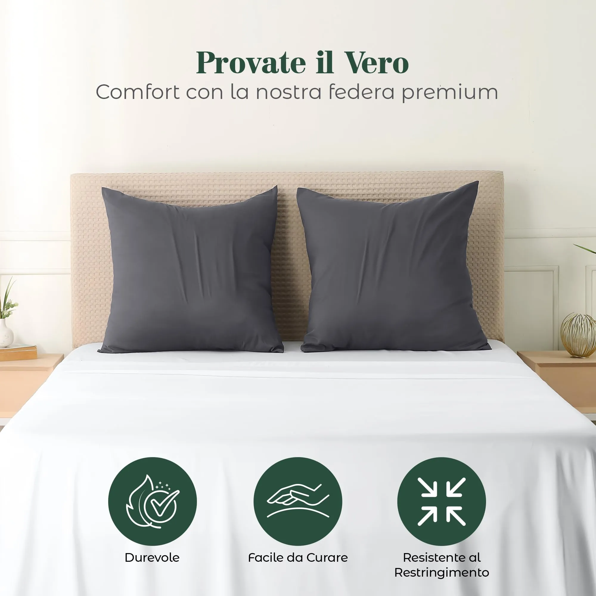 Utopia Bedding Set di 4 Copricuscino, 45 x 45 cm, Grigio - immagine 5