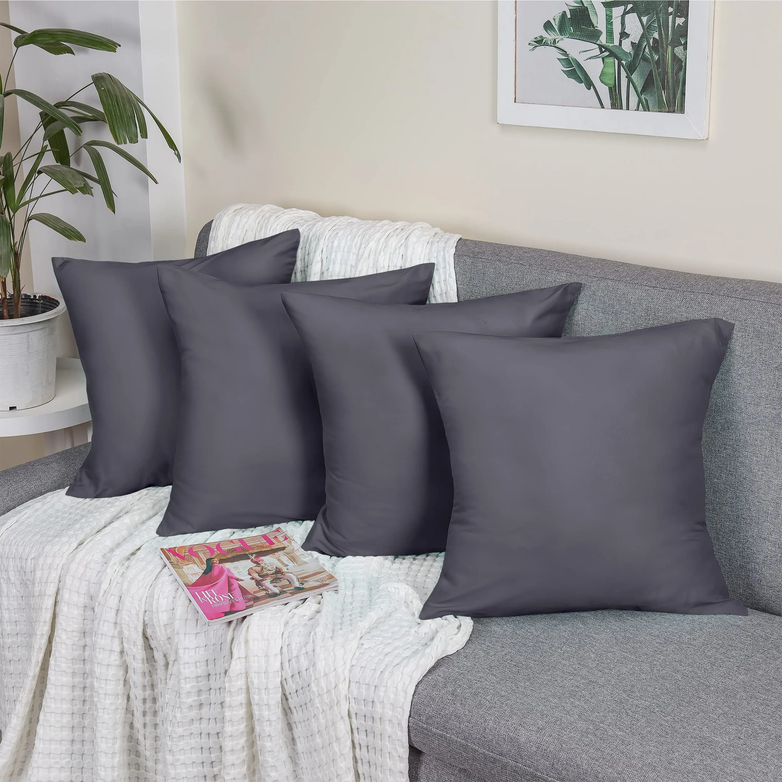 Utopia Bedding Set di 4 Copricuscino, 45 x 45 cm, Grigio - immagine 10