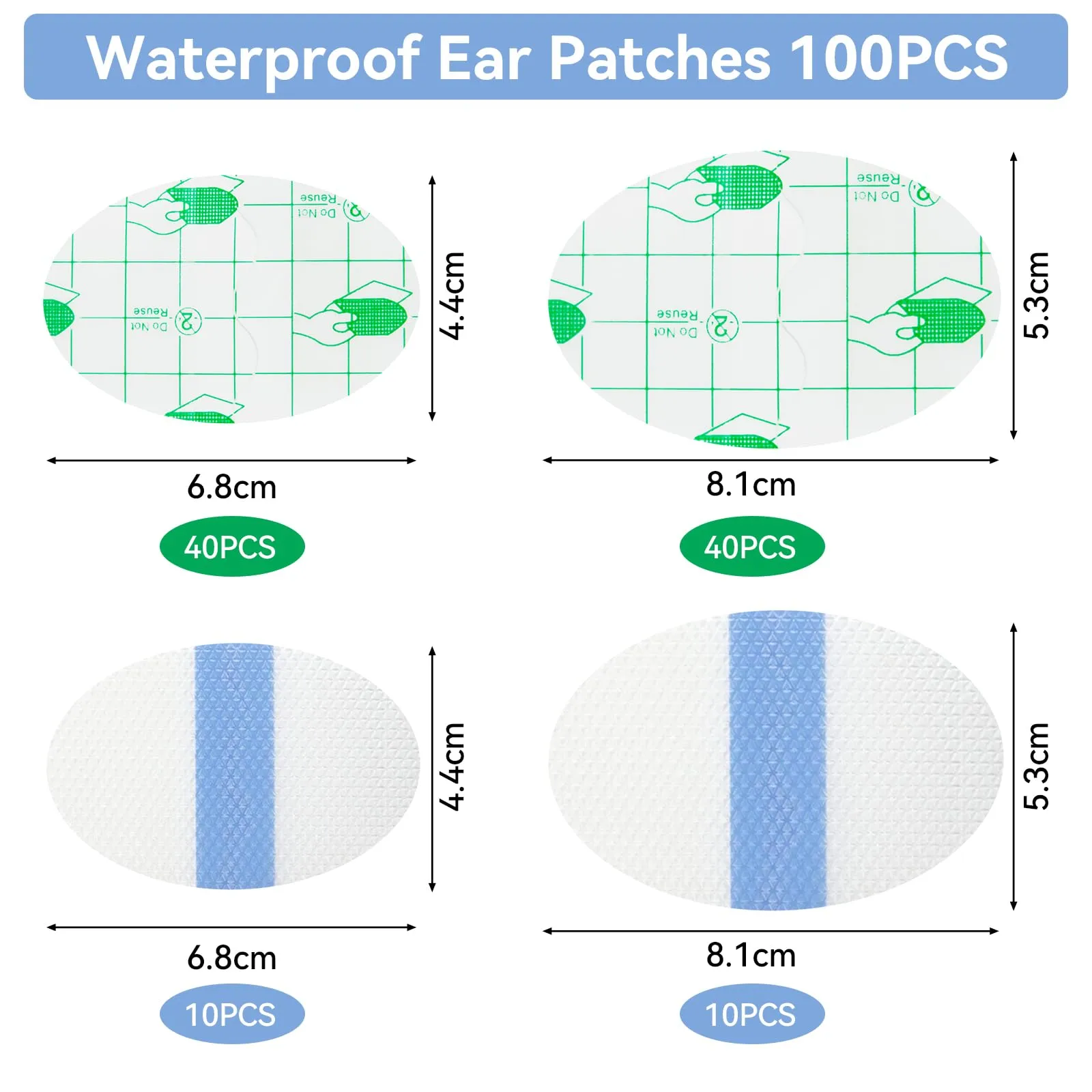 Leikedun Adesivi per Orecchie Impermeabili per Bambini e Adulti, 100 Pezzi, Copriorecchie Trasparenti Monouso per Doccia e Nuoto - immagine 2