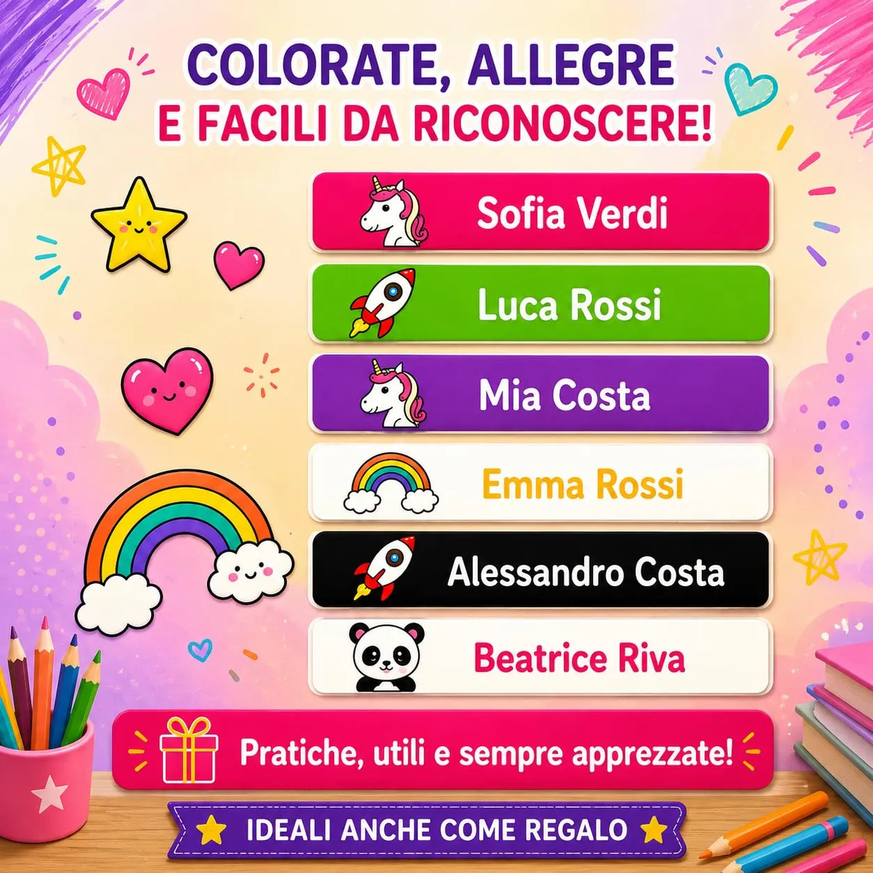 Gicaprice 150 Etichette Adesive Personalizzate Scuola 50x10mm Bianco - immagine 8