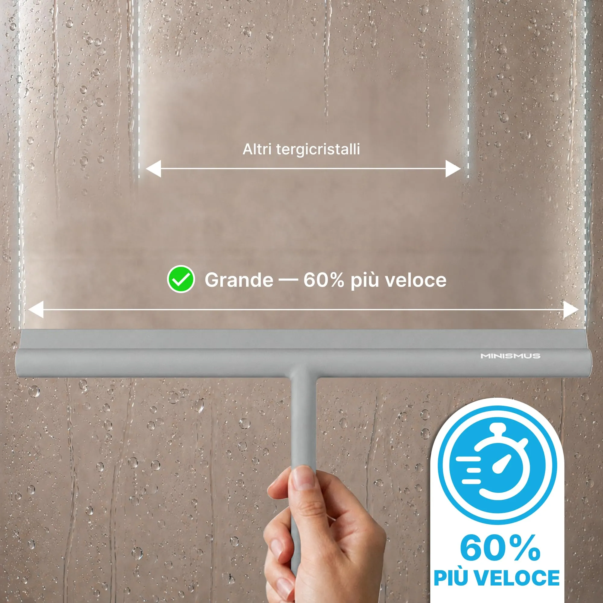 Minismus Tergivetro per Doccia in Silicone con Supporto, 33 cm, Grigio - immagine 6