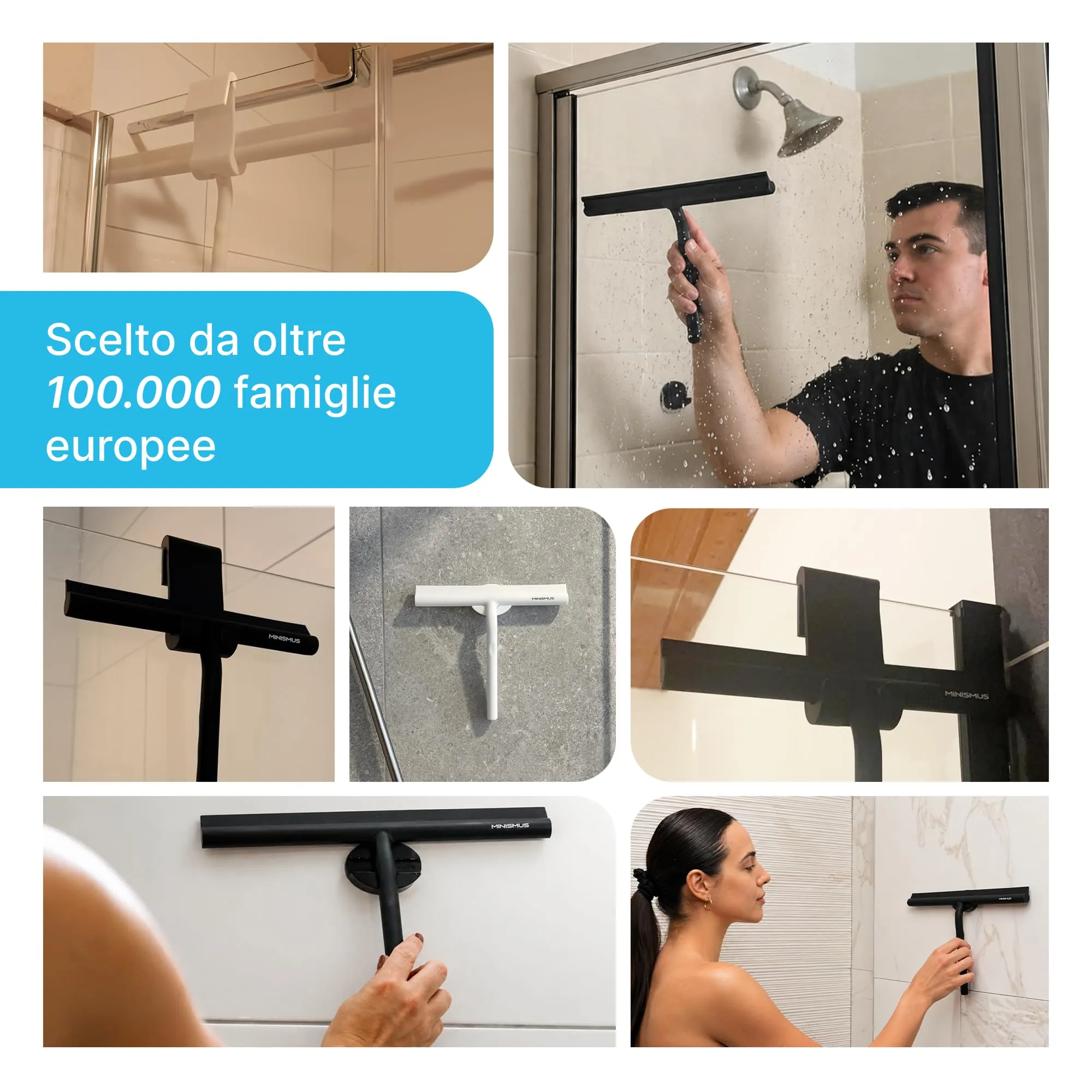 Minismus Tergivetro per Doccia in Silicone con Supporto, 33 cm, Grigio - immagine 8