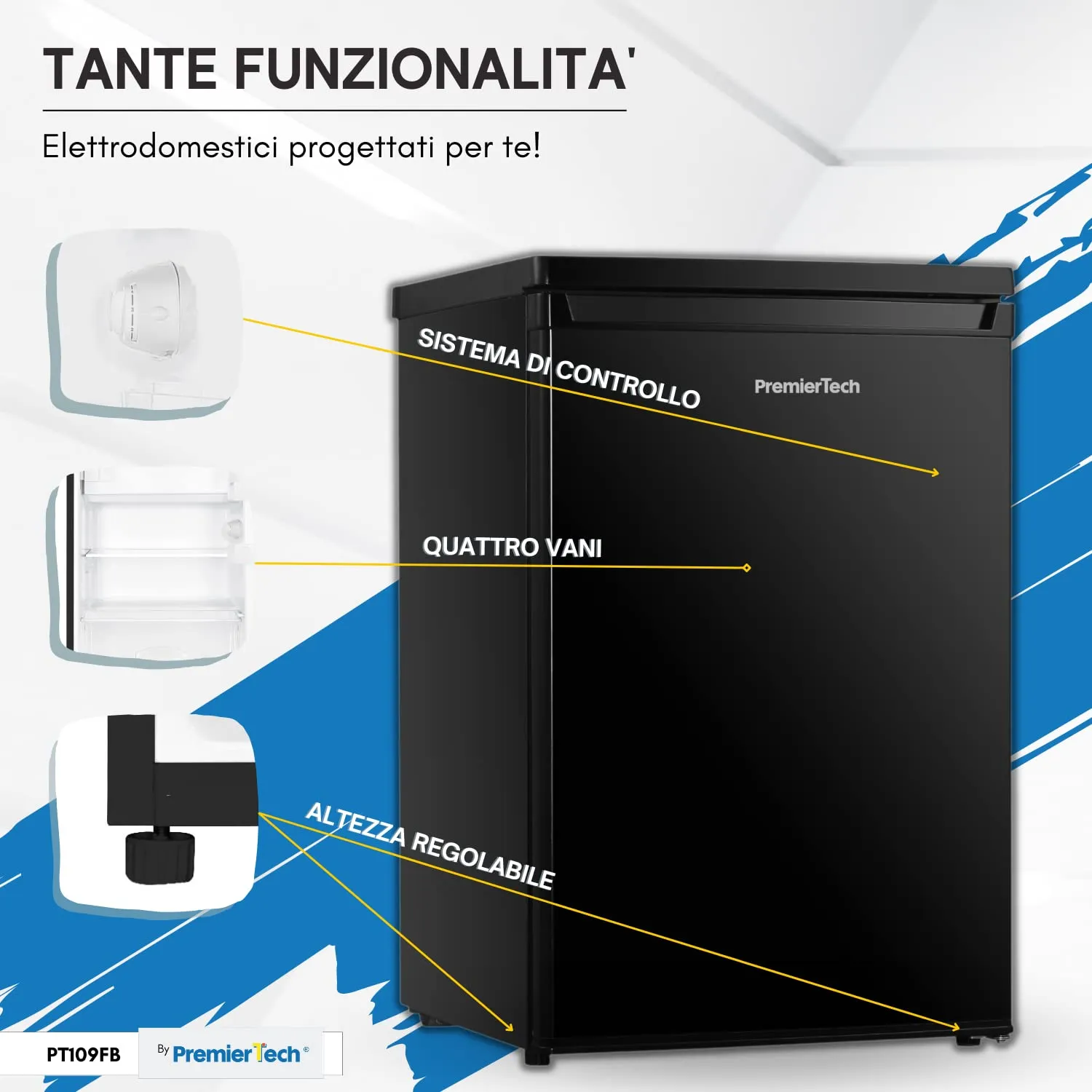 PremierTech Mini Frigo 109 Litri PT109FB Nero - immagine 8
