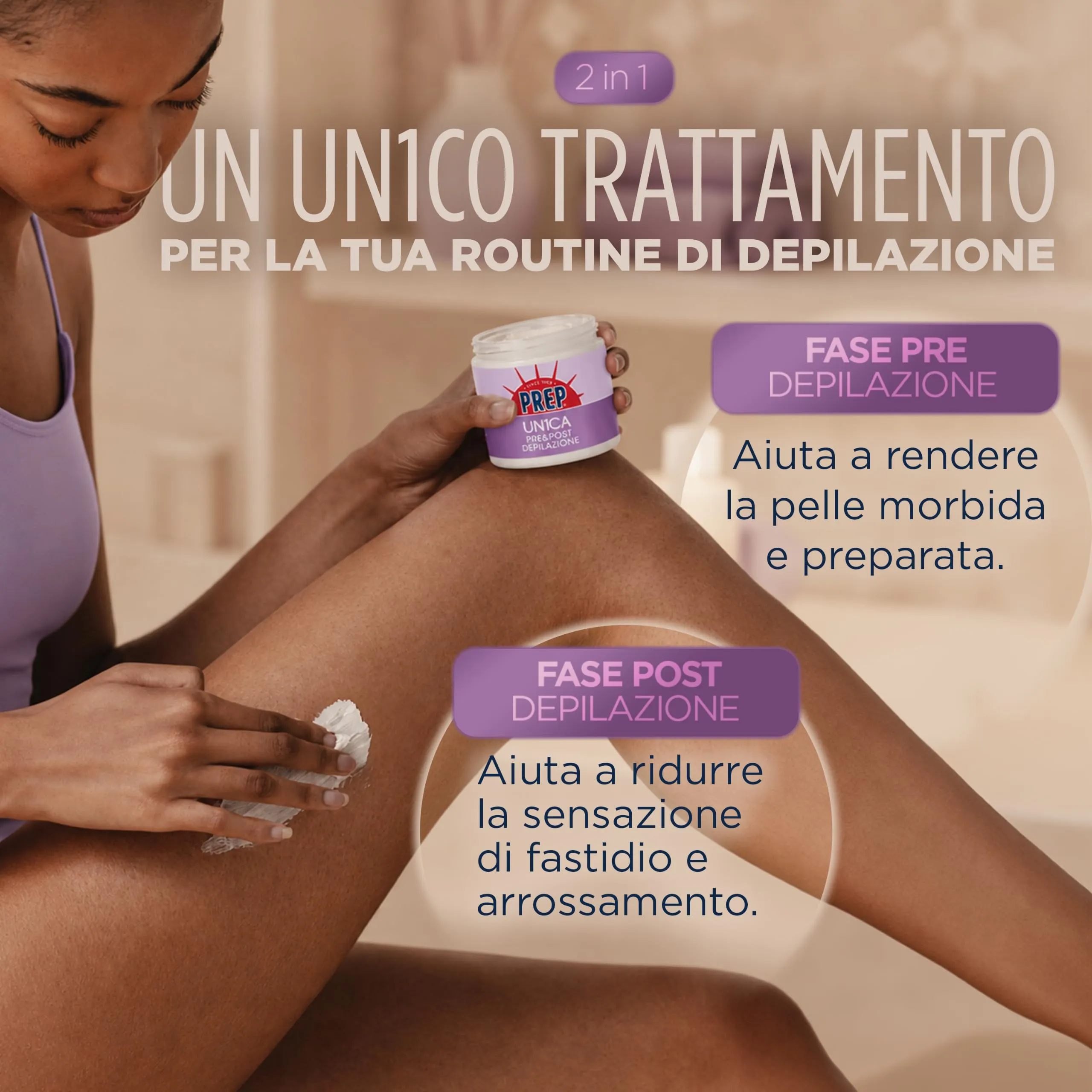 Prep UN1CA Pre & Post Depilazione Crema Corpo con Glicerina e Vitamina E, 75ml - immagine 5