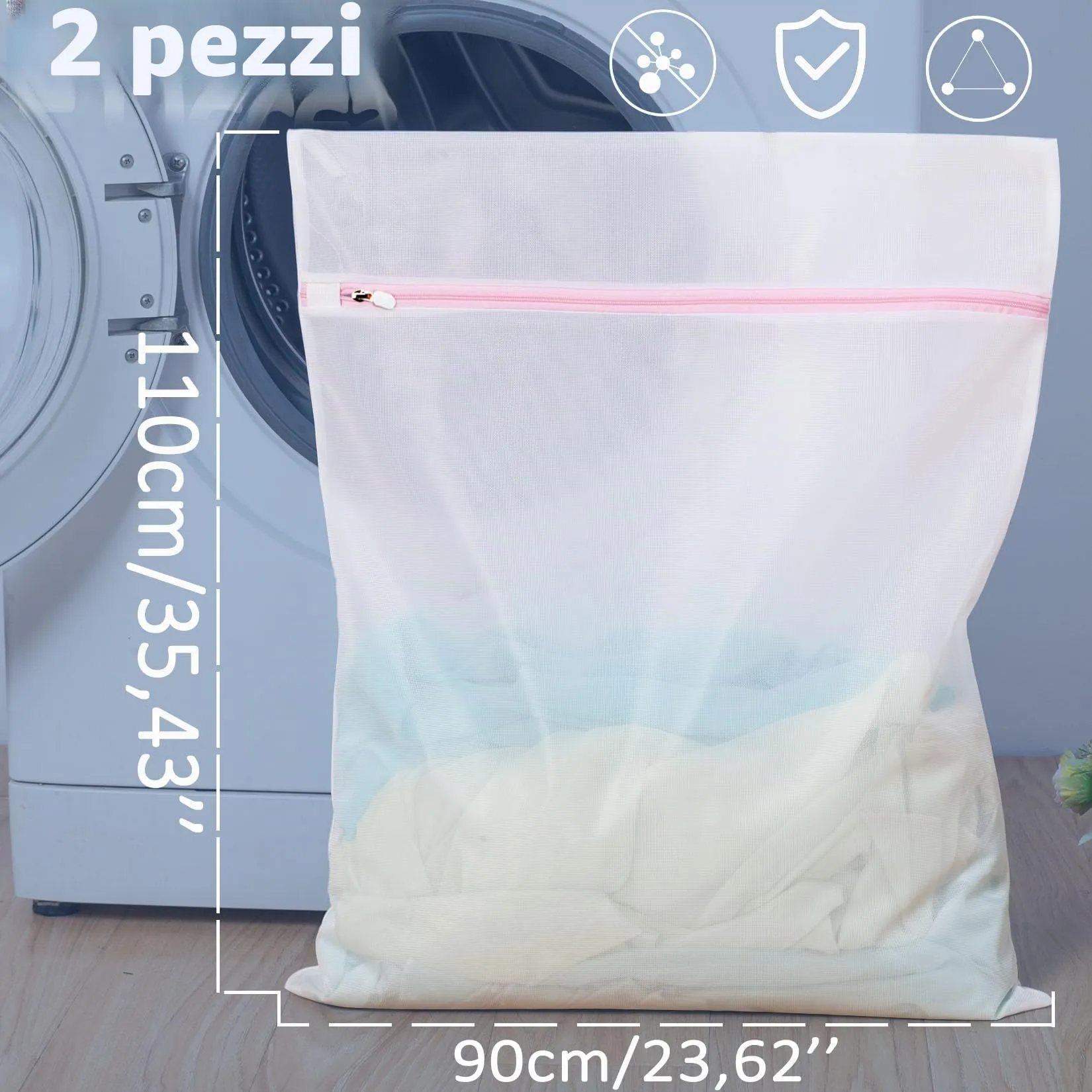 Dmjia Sacchetti Lavatrice per Biancheria, 2 Pezzi, 90 x 110 cm - immagine 2