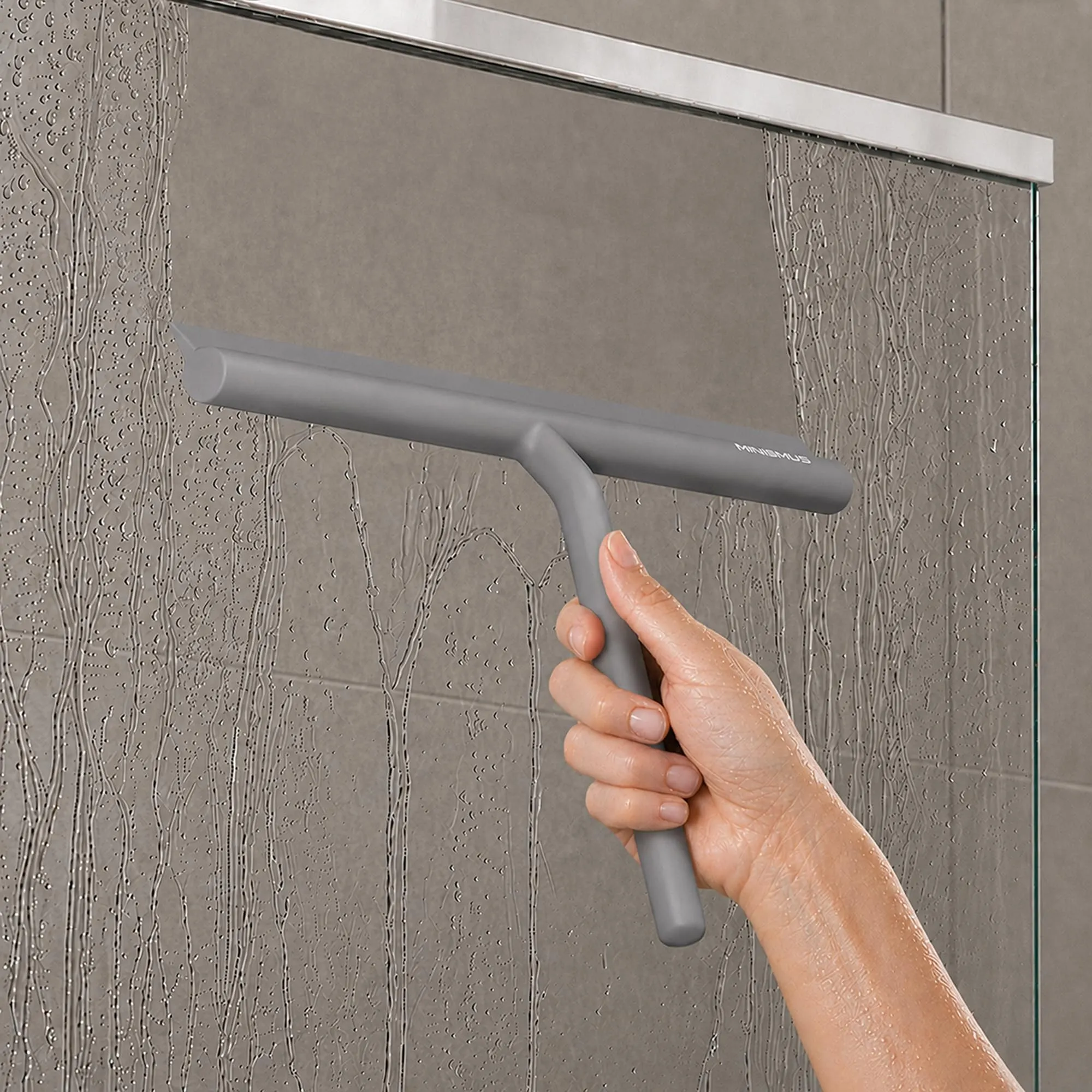 Minismus Tergivetro in Silicone per Doccia, Vetri e Specchi con Supporto, Grigio, 28 cm - immagine 7