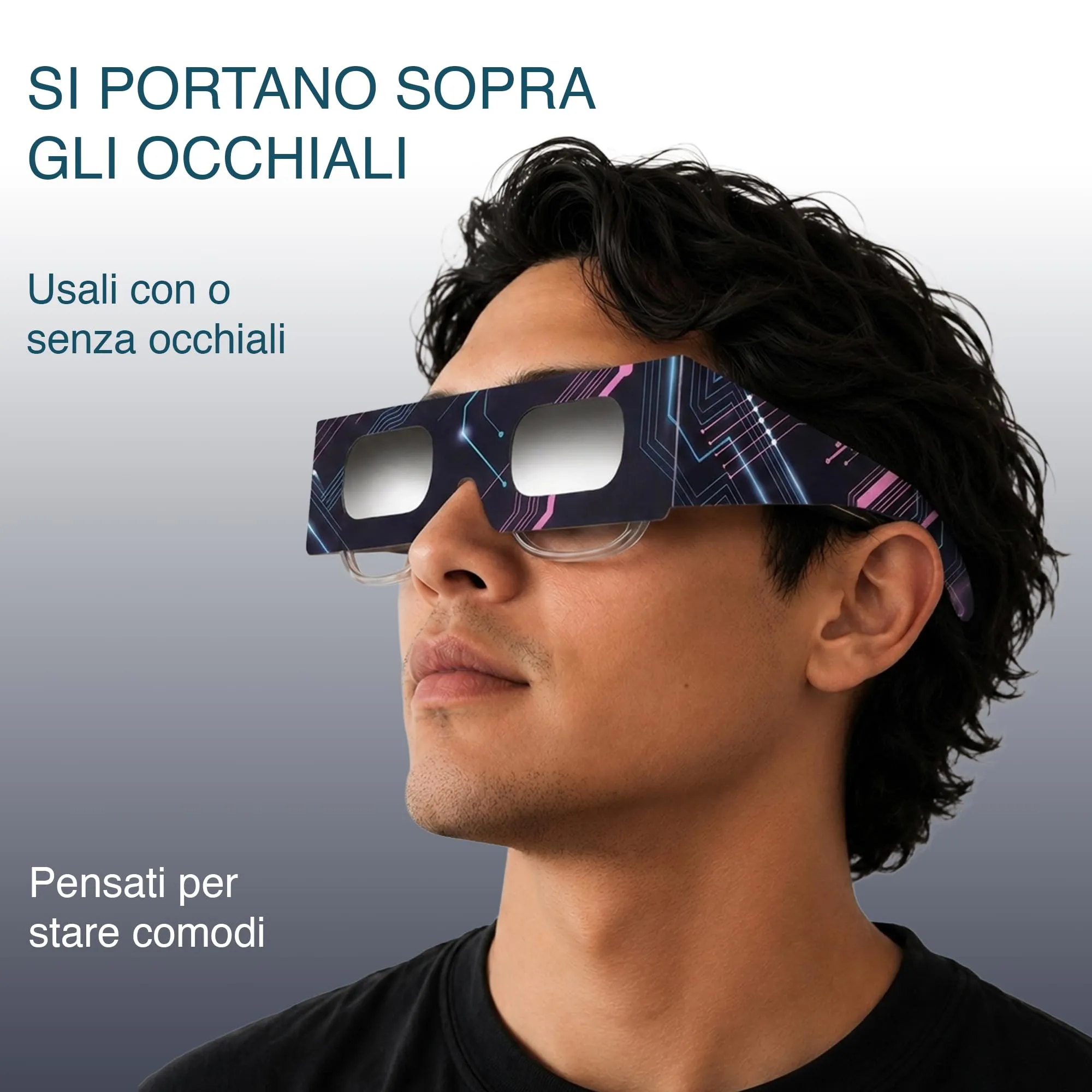 Safe Eclipse Occhiali per Eclissi Solare, Montatura 45 mm, Confezione da 12, Circuit Board - immagine 2