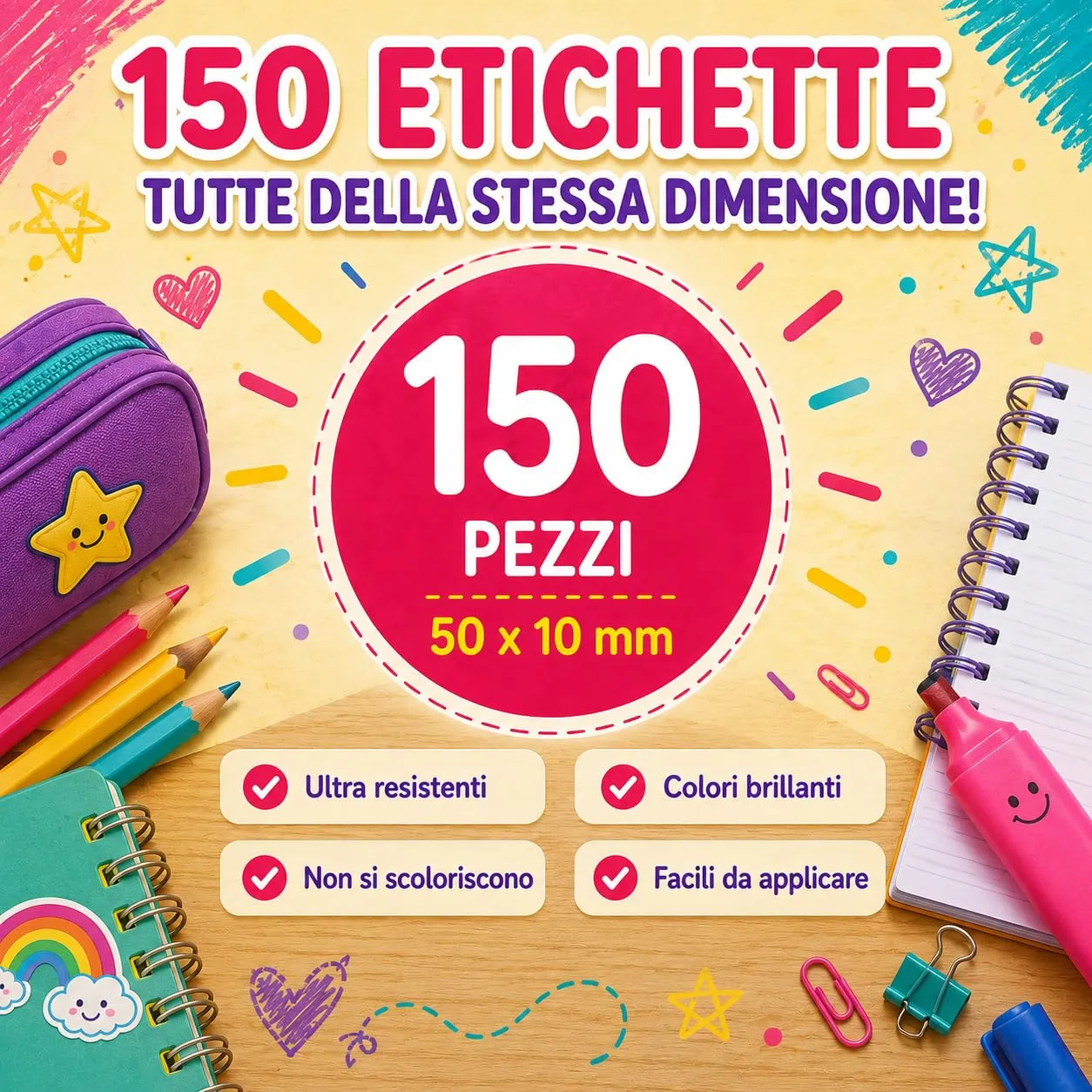 Gicaprice 150 Etichette Adesive Personalizzate Scuola 50x10mm (Verde) - immagine 7