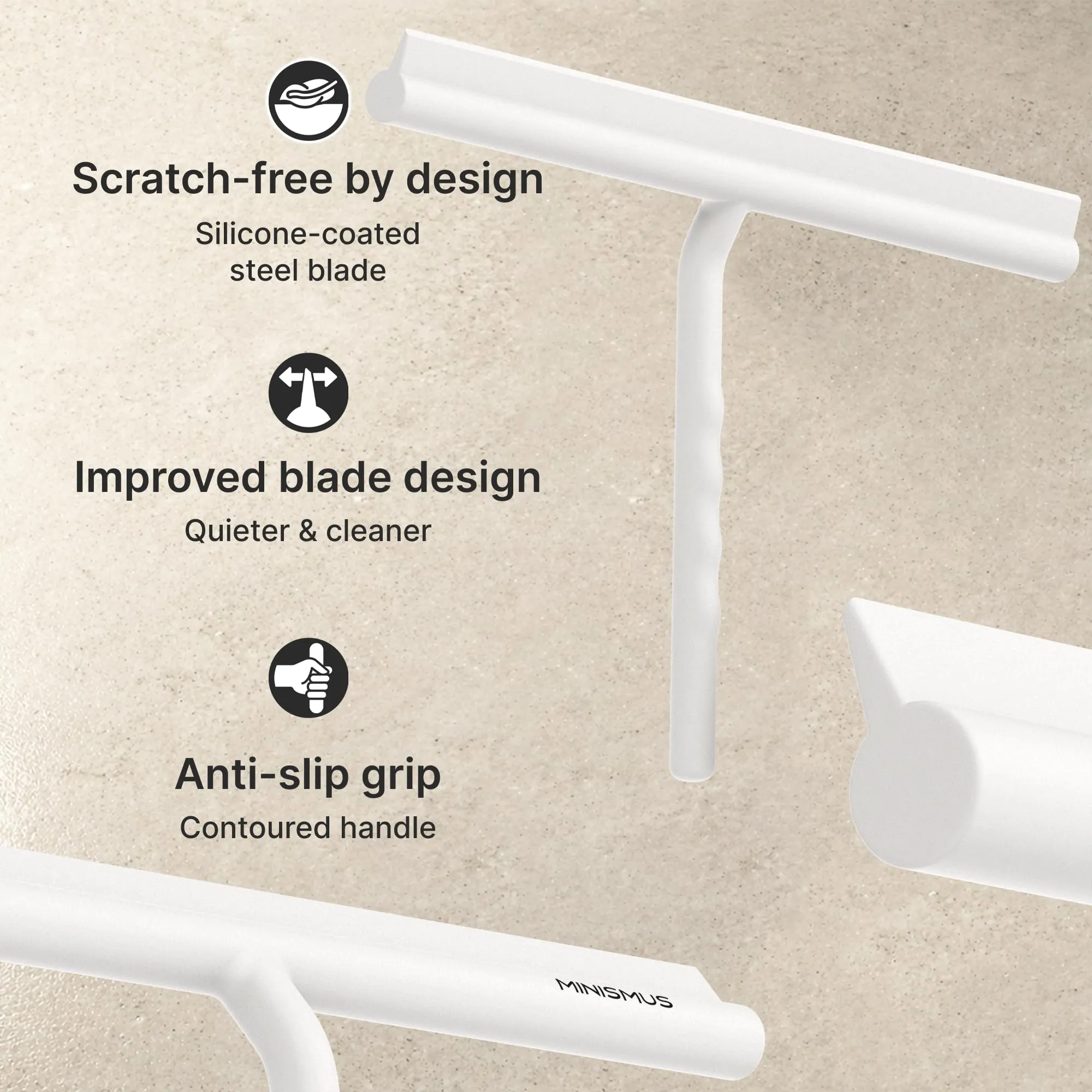 Minismus Tergivetro in Silicone per Doccia, Vetri e Specchi, 33 cm - Bianco - immagine 4