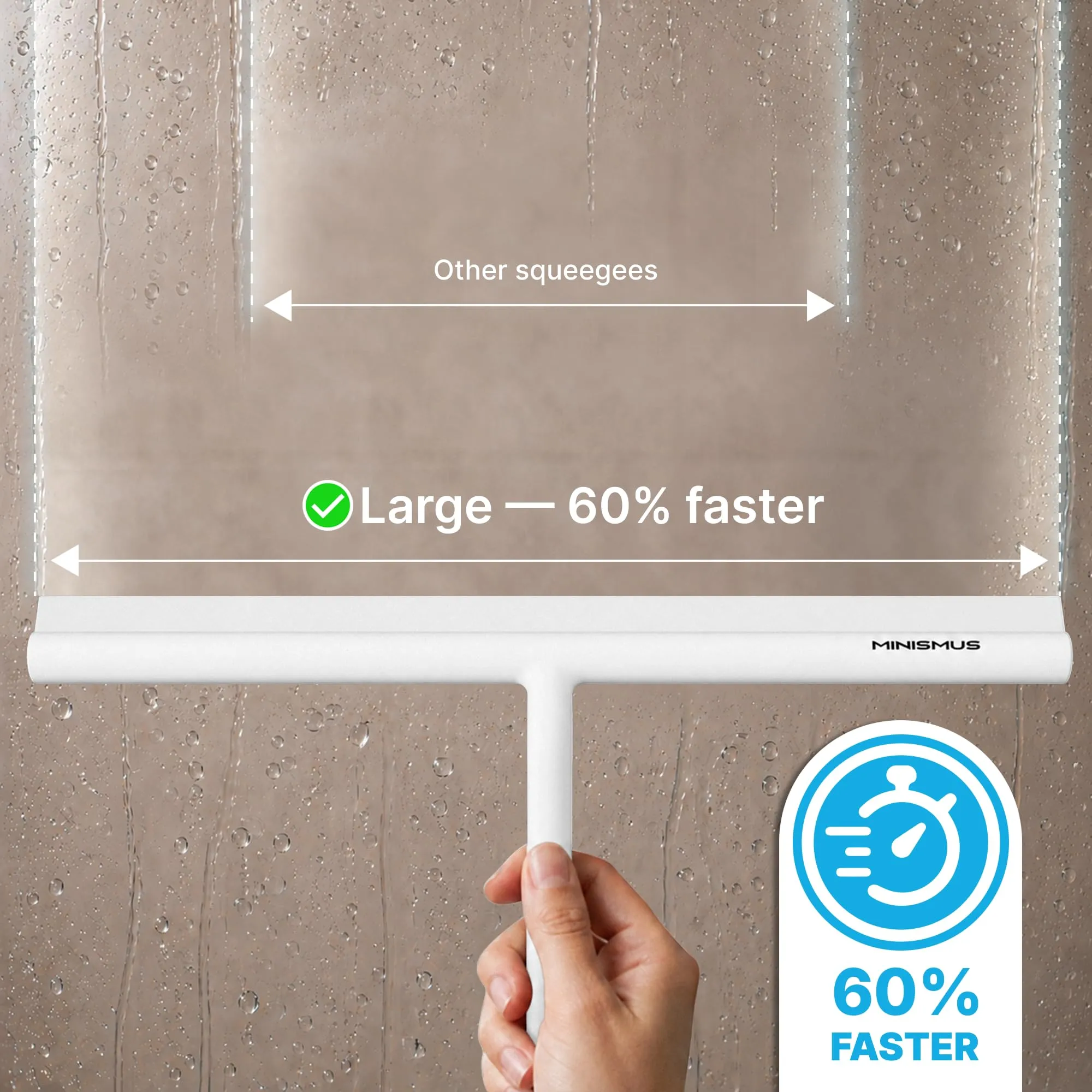 Minismus Tergivetro in Silicone per Doccia, Vetri e Specchi, 33 cm - Bianco - immagine 6