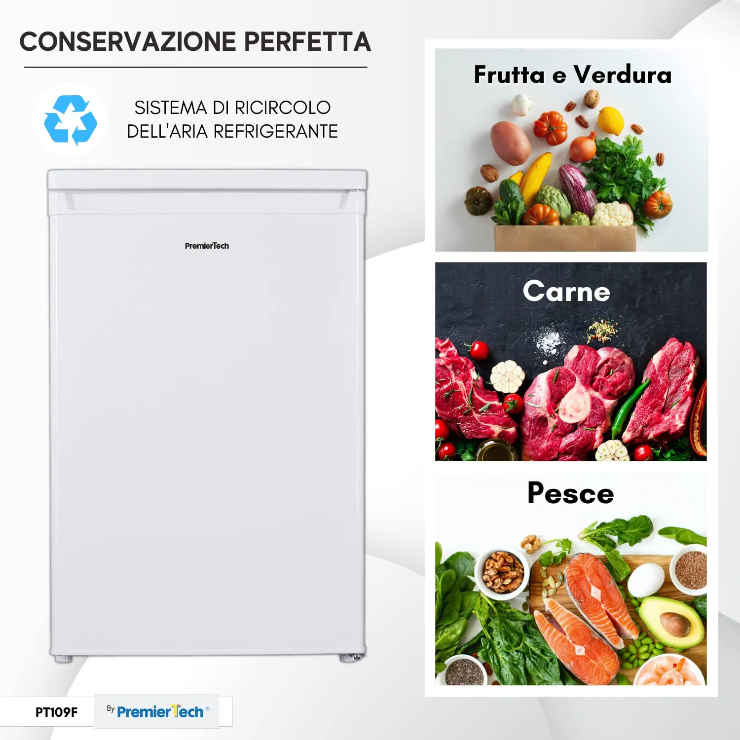PremierTech Frigorifero con Congelatore Sottotavolo PT109F, 109 Litri, Bianco - immagine 5