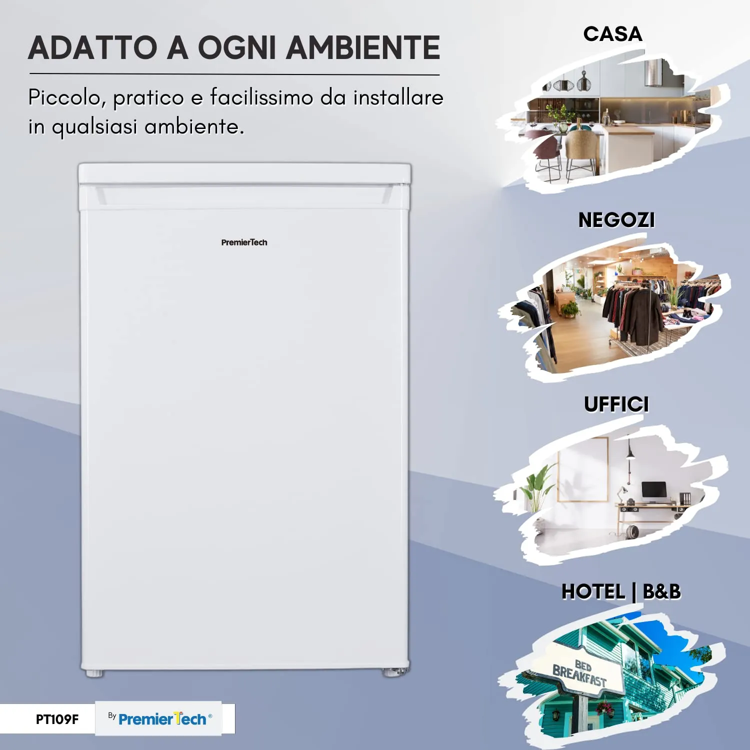 PremierTech Frigorifero con Congelatore Sottotavolo PT109F, 109 Litri, Bianco - immagine 6