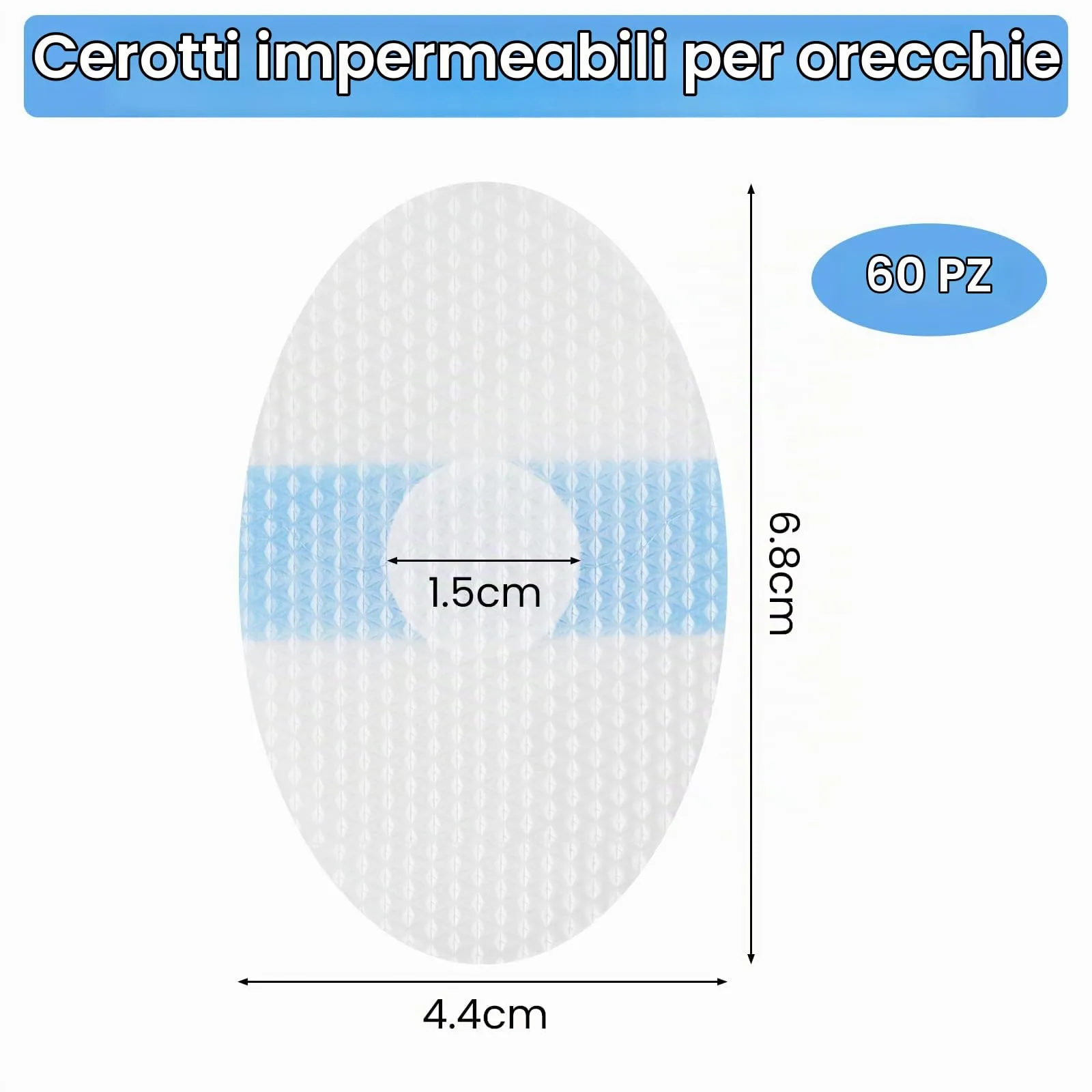 Leikedun Adesivi per Orecchie Impermeabili Monouso, 60 Pezzi - immagine 2