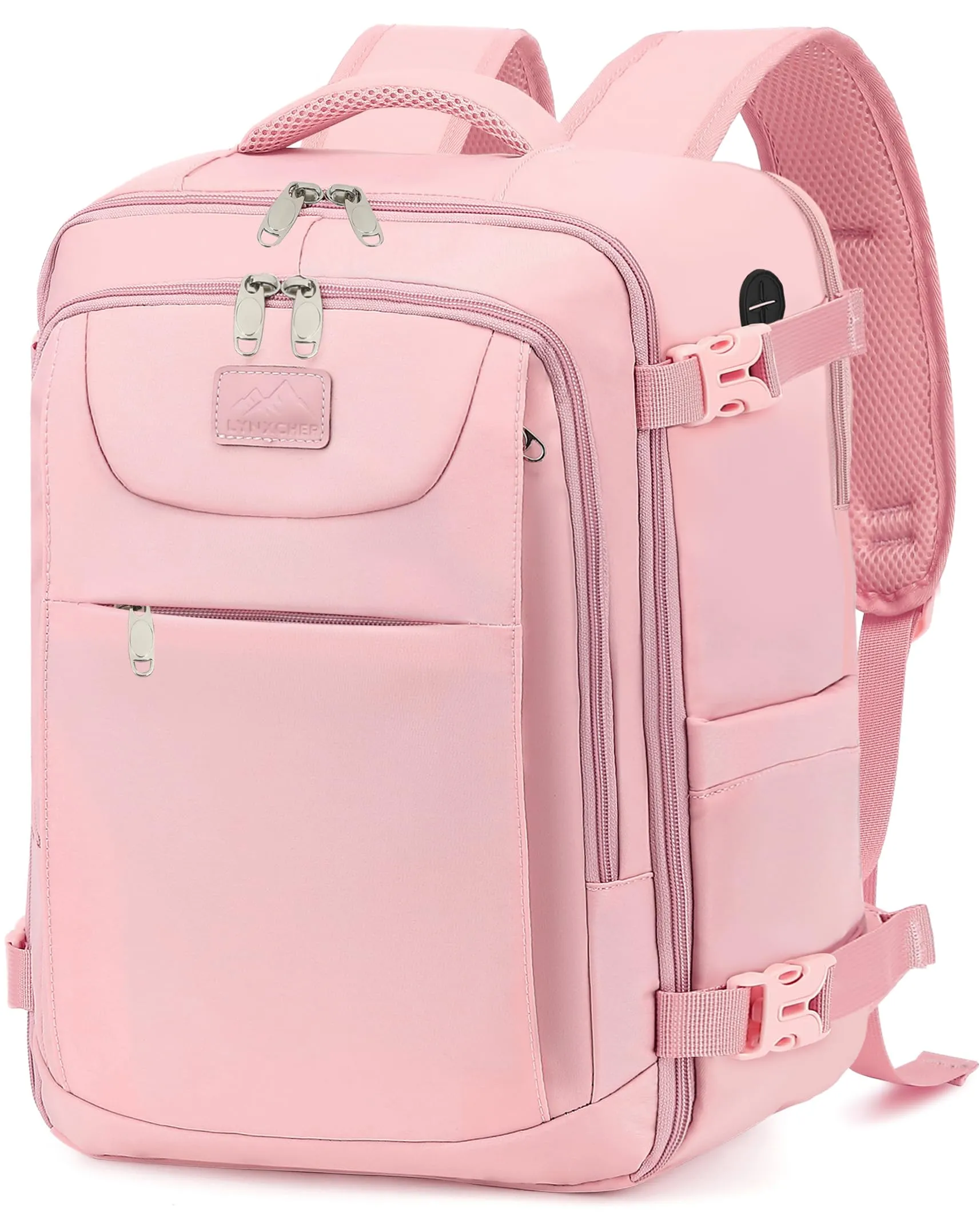 LYNXCHER Zaino Bagaglio a Mano 40x30x20 cm per Ryanair, EasyJet, Wizz Air, Eurowings, 24L con Scomparto Computer 15,6 Pollici, Rosa - immagine 1