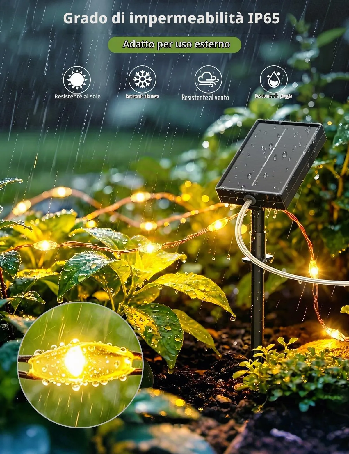 Giliwosy Luci Solari Esterno, Catena Luminosa 15+2M 150 LED, 8 Modalità, IP65 Impermeabili, Bianco Caldo (2 Pacchi) - immagine 3