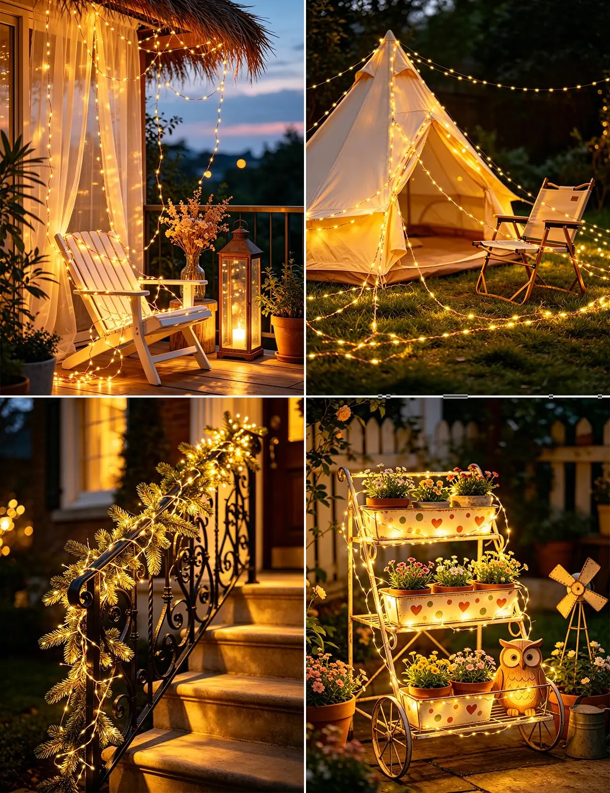 Giliwosy Luci Solari Esterno, Catena Luminosa 15+2M 150 LED, 8 Modalità, IP65 Impermeabili, Bianco Caldo (2 Pacchi) - immagine 7