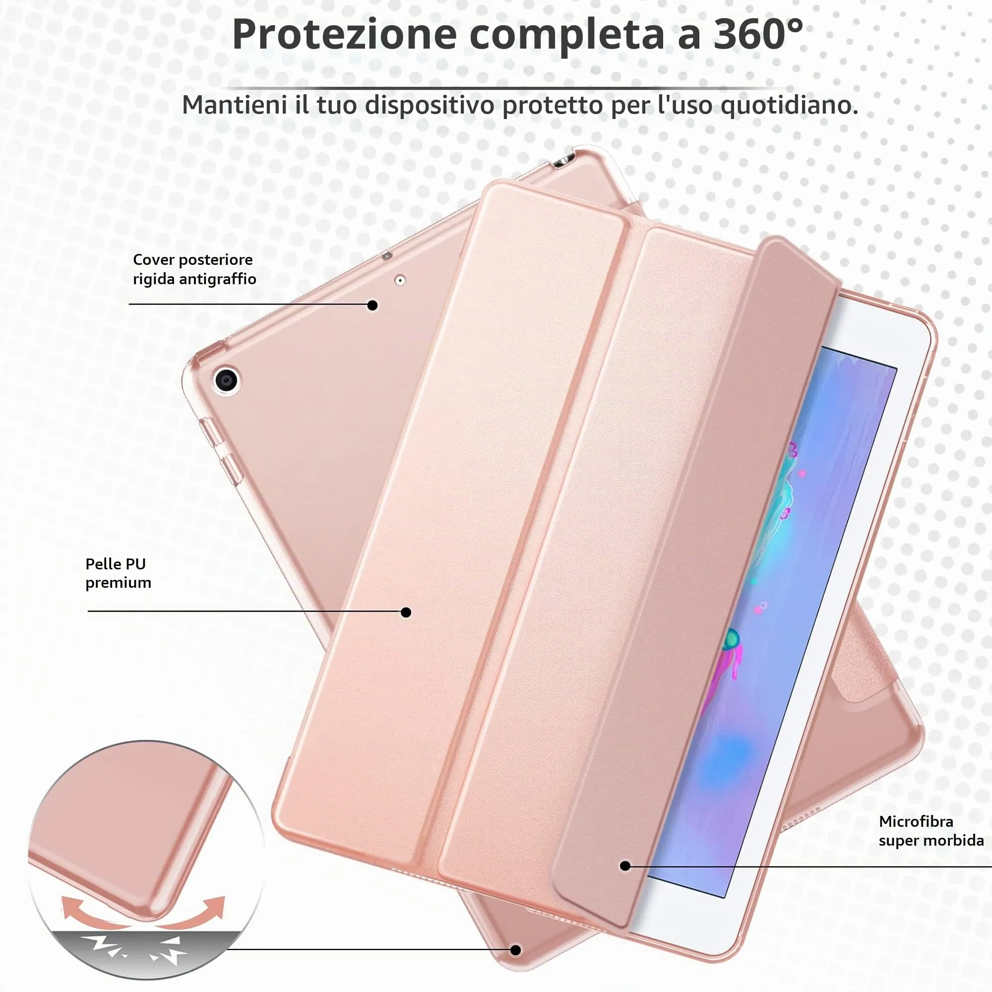 EasyAcc Cover for iPad 9.7" (6th Gen 2018 / 5th Gen 2017) Rose Gold - immagine 4