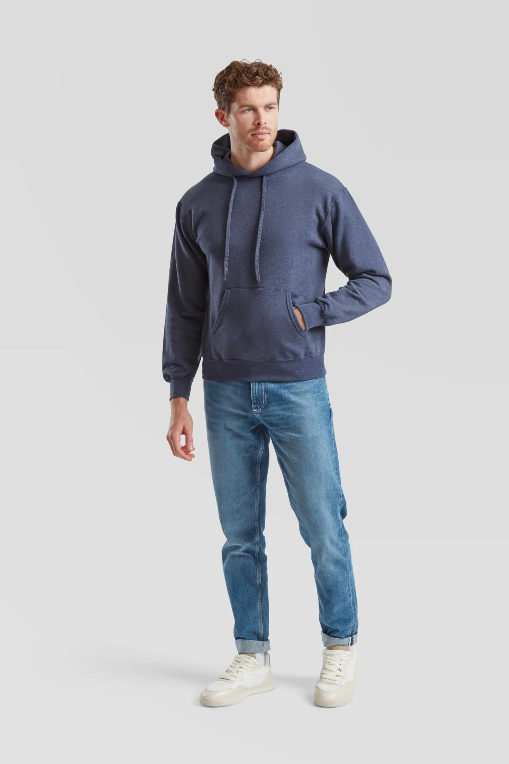 Fruit of the Loom Classic Felpa con Cappuccio, Vintage Navy Mélange, S - immagine 2