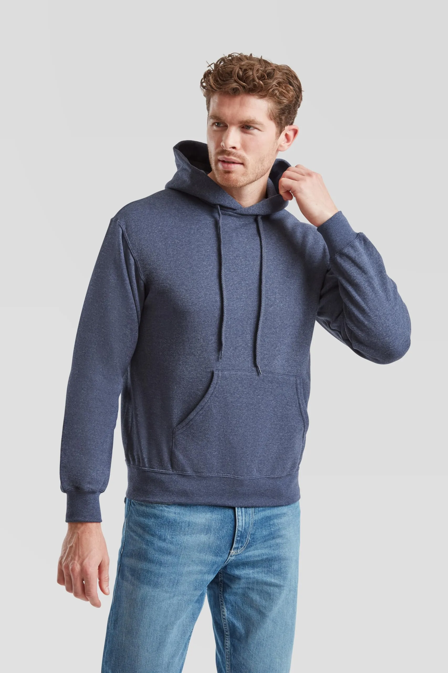 Fruit of the Loom Classic Felpa con Cappuccio, Vintage Navy Mélange, S - immagine 3