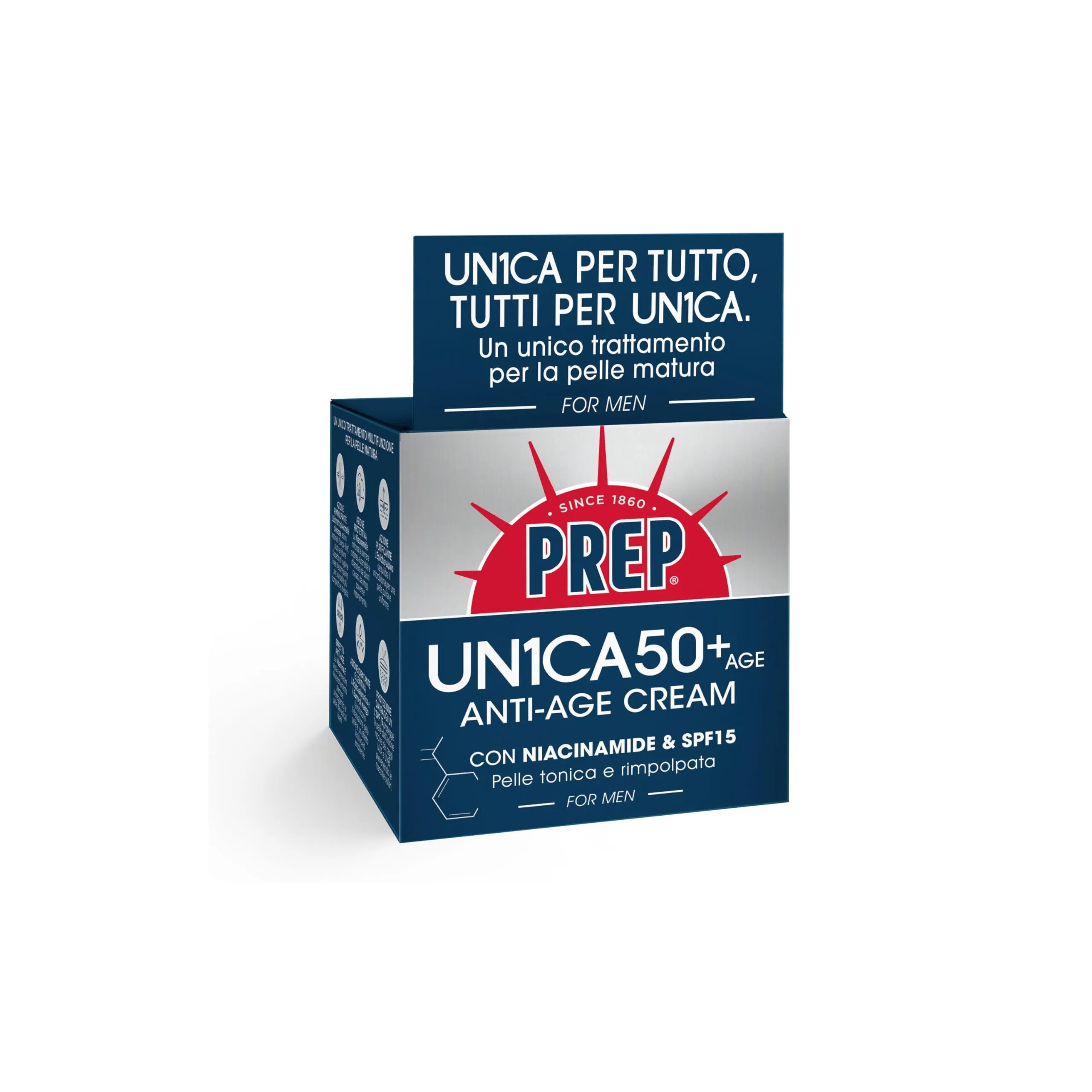Prep UN1CA for Men 50+ Anti-Age Cream, Multifunction Face Cream with Niacinamide and SPF15, 75ml - immagine 1