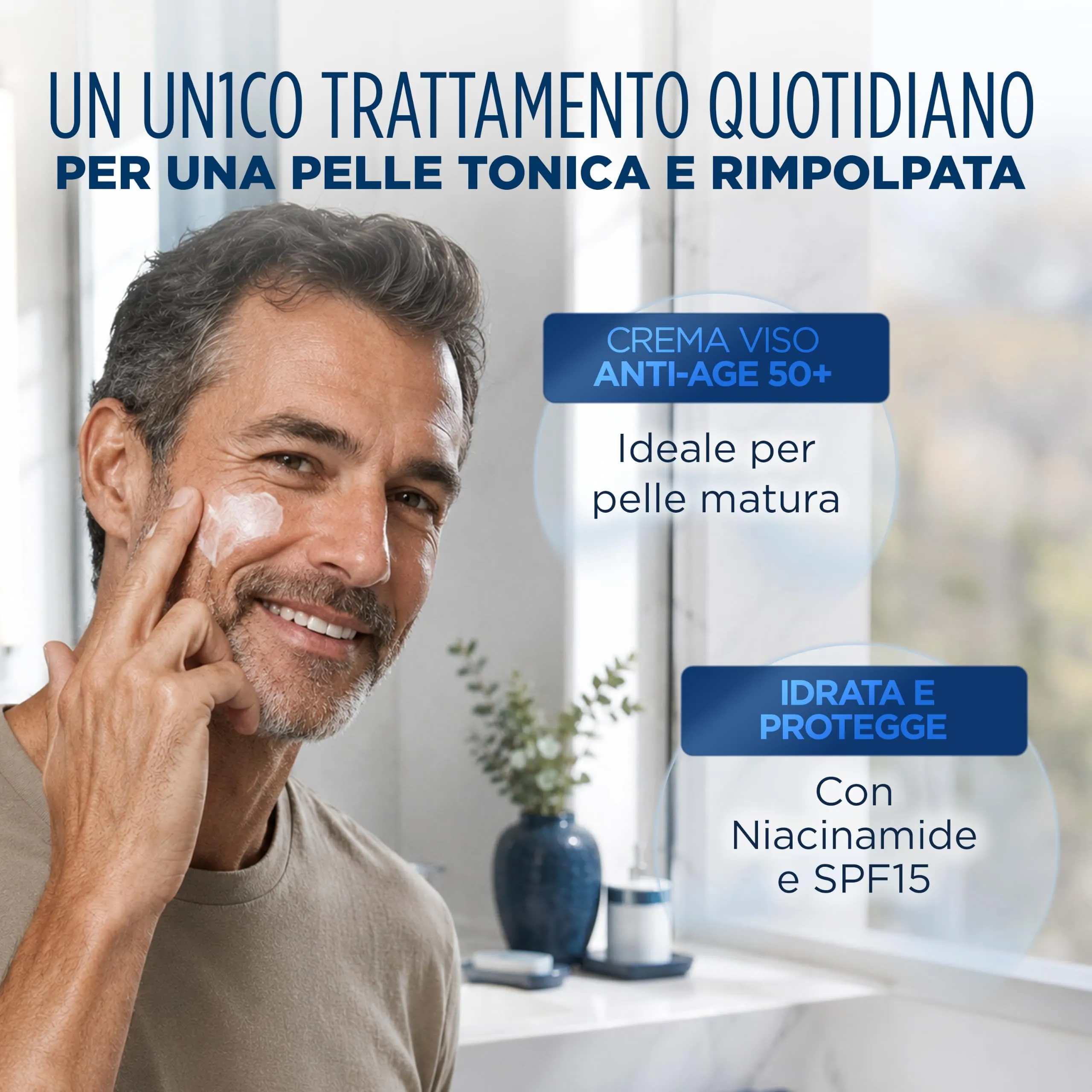 Prep UN1CA for Men 50+ Anti-Age Cream, Multifunction Face Cream with Niacinamide and SPF15, 75ml - immagine 3