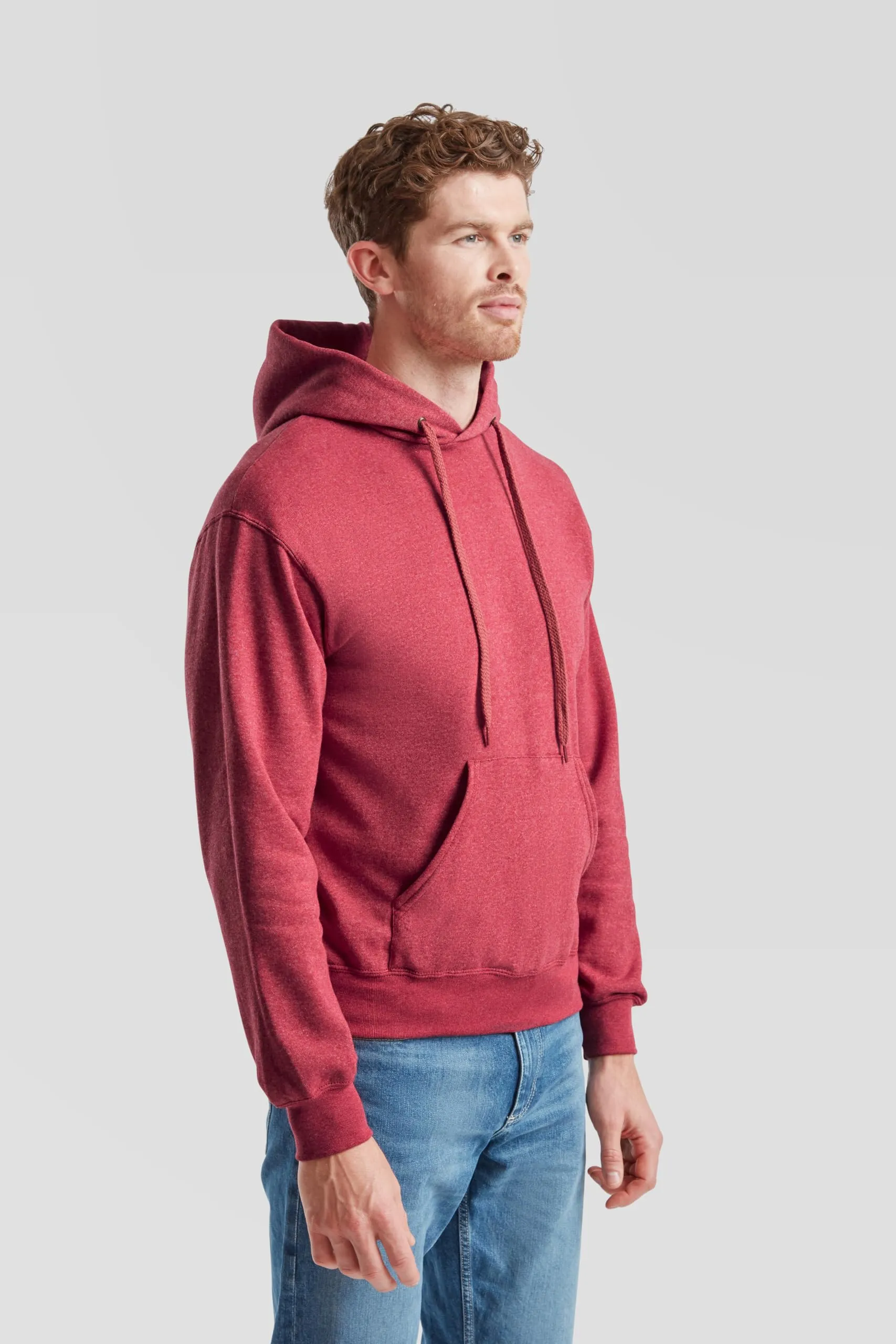Fruit of the Loom Classic Felpa con Cappuccio, S, Vintage Rosso Mélange - immagine 4