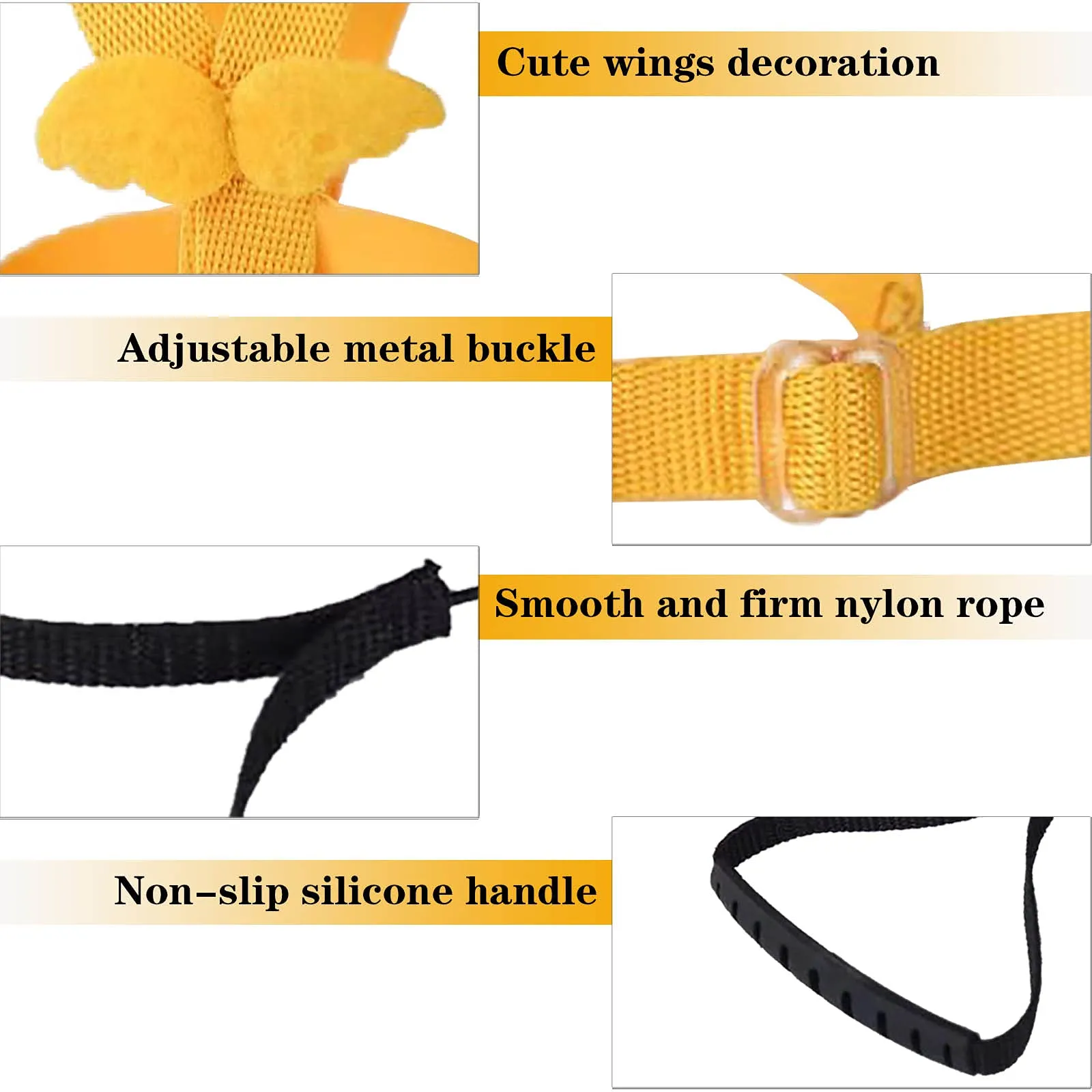 Winmany Imbracatura Regolabile per Pappagallo e Uccelli con Guinzaglio Elastico Anti-morso, Giallo, Taglia M - immagine 2