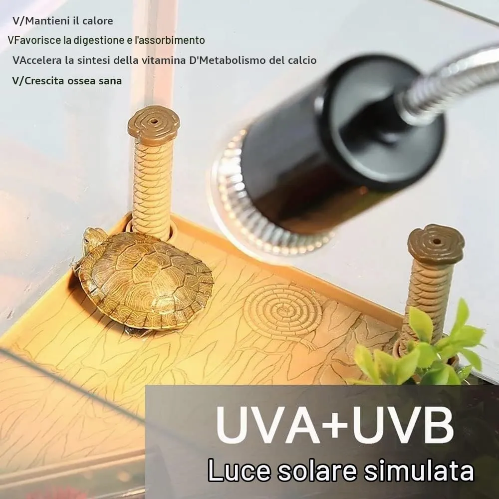 ROXIIFEE Lampada UVB UVA per Tartarughe Riscaldante con Timer, E27 25W/50W, per Acquario e Terrario - immagine 4